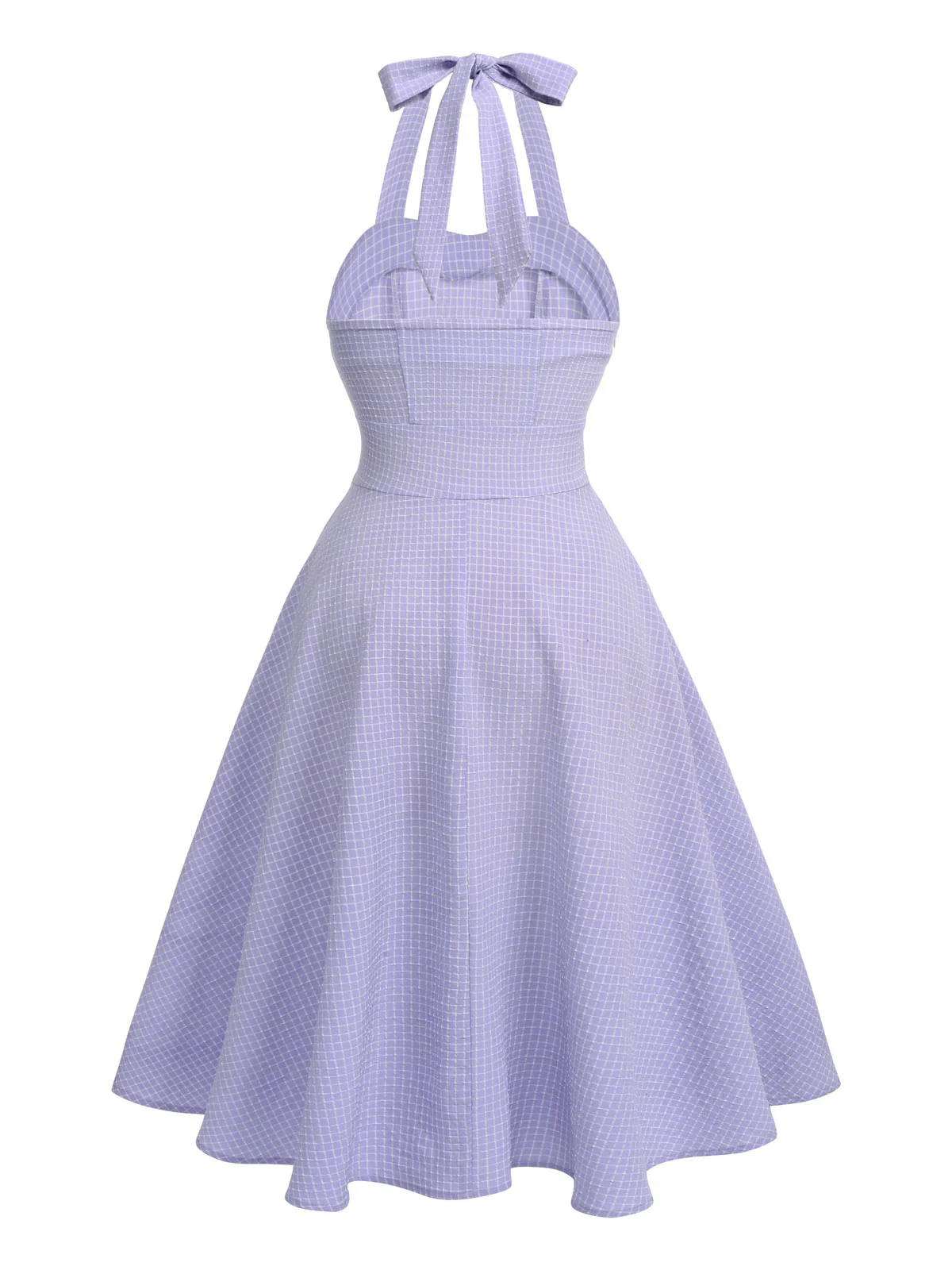 1950s Purple Halter Swing Vintage Dress - Image 4