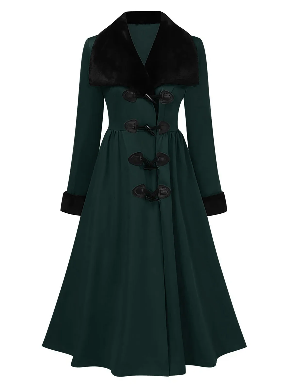 1950s Blue And Black Fur Collar Coat - Image 4