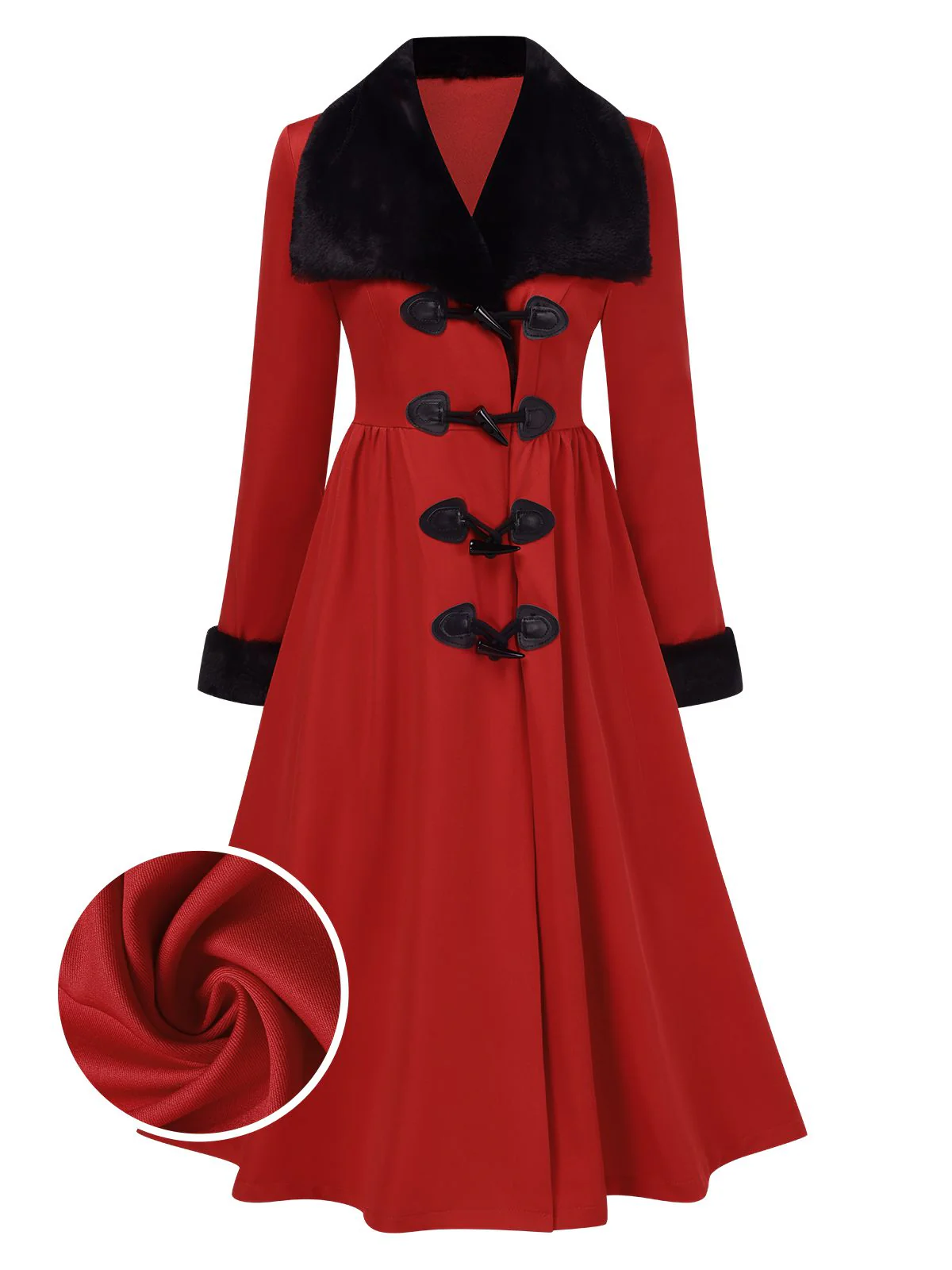 1950s Blue And Black Fur Collar Coat - Image 6