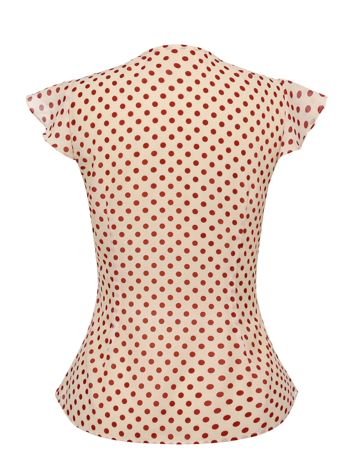 1950s Red Polka Dot Fly Sleeve Blouse - Image 4
