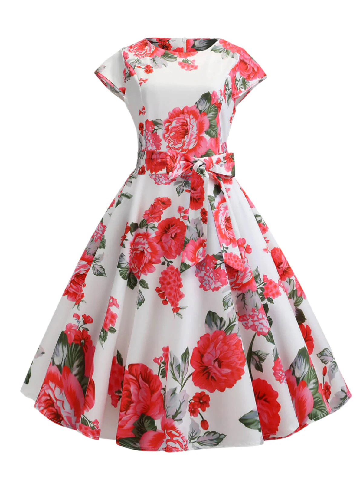 1950s Retro Floral Swing Dress - Image 4