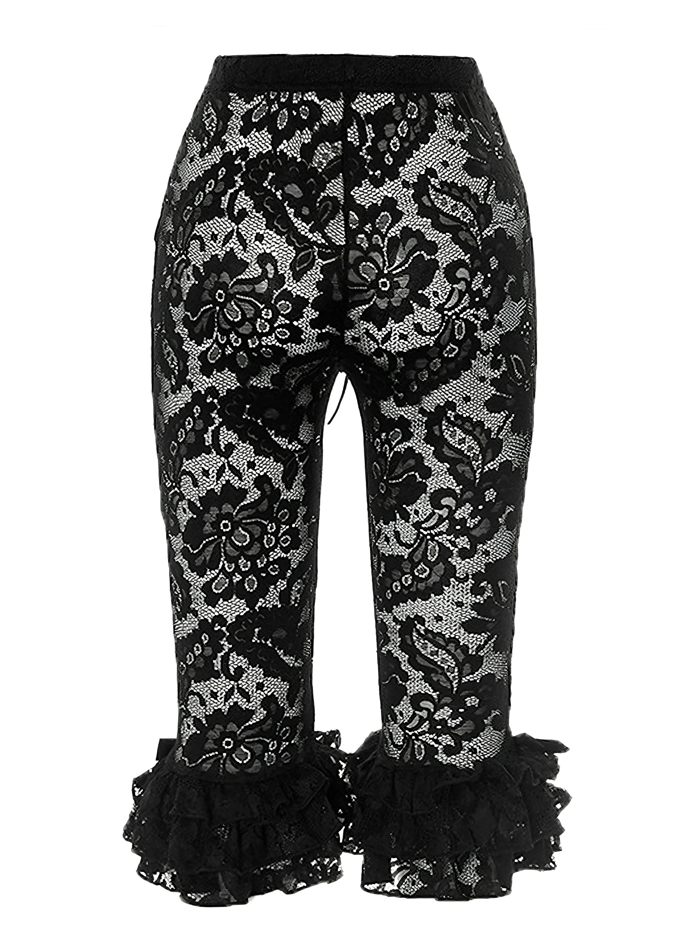 1950s Retro Lace Ruffles Capri Pants - Image 2
