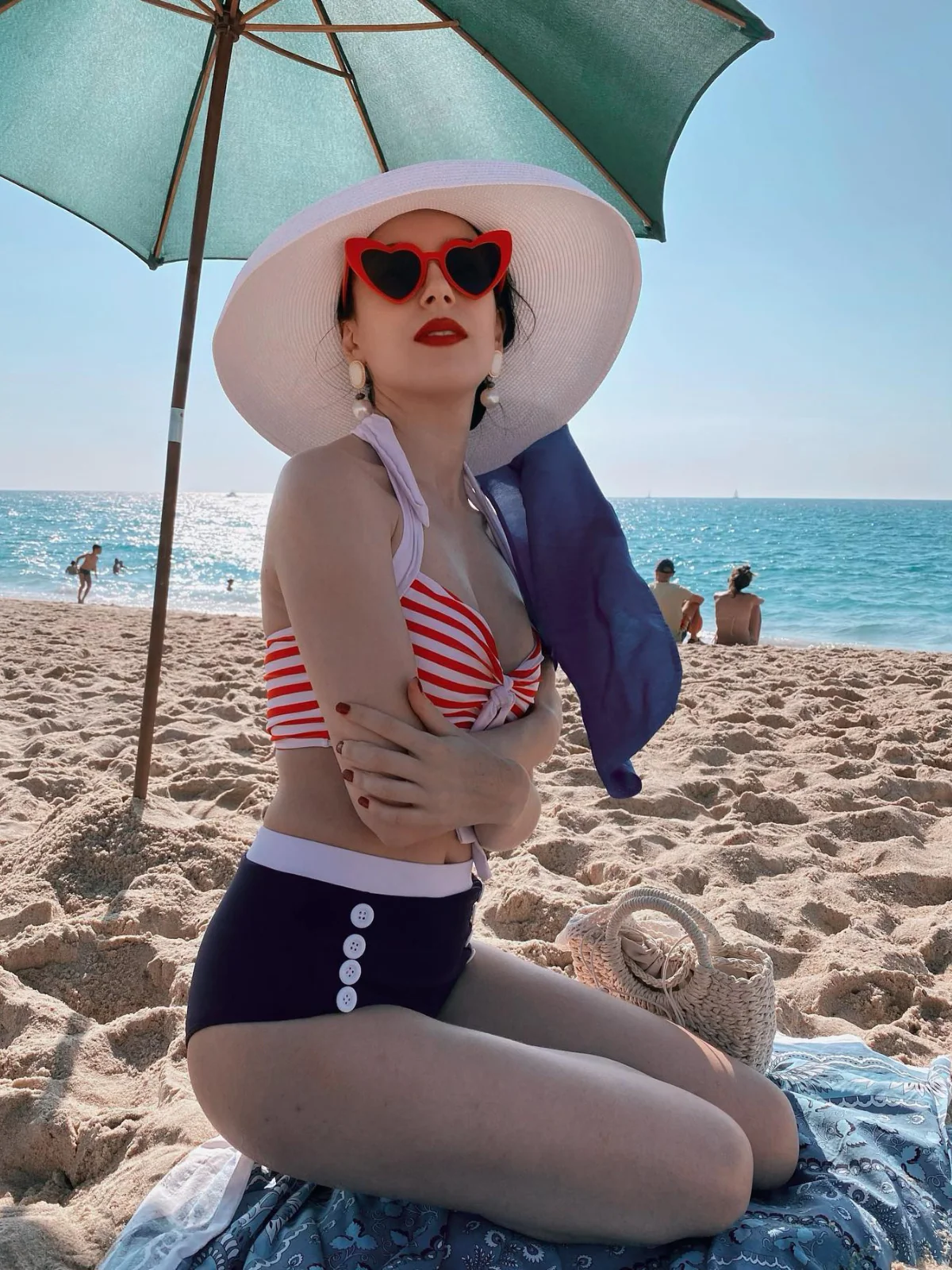 1950s Retro Strap Stripes Criss Cross Bikini - Image 2