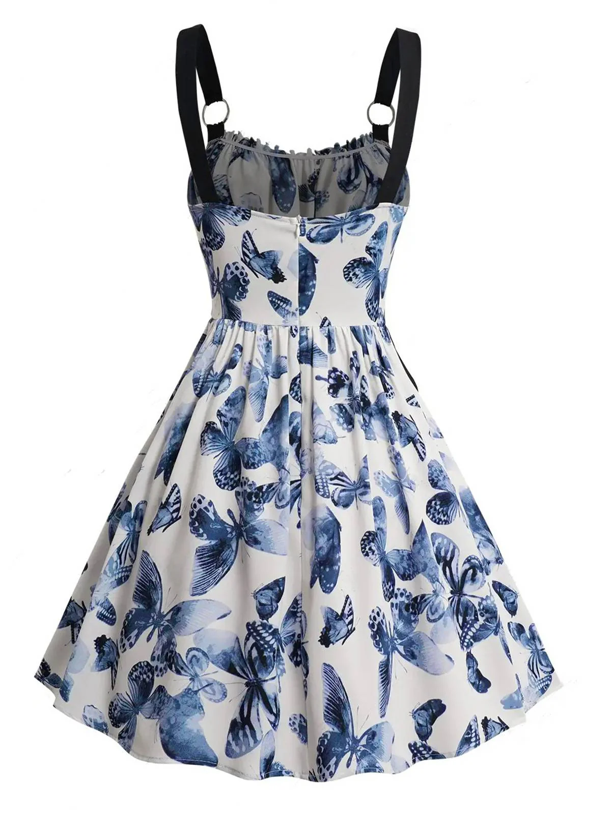 1950s Roses Straps Lace-Up Pleated Dress - Image 11