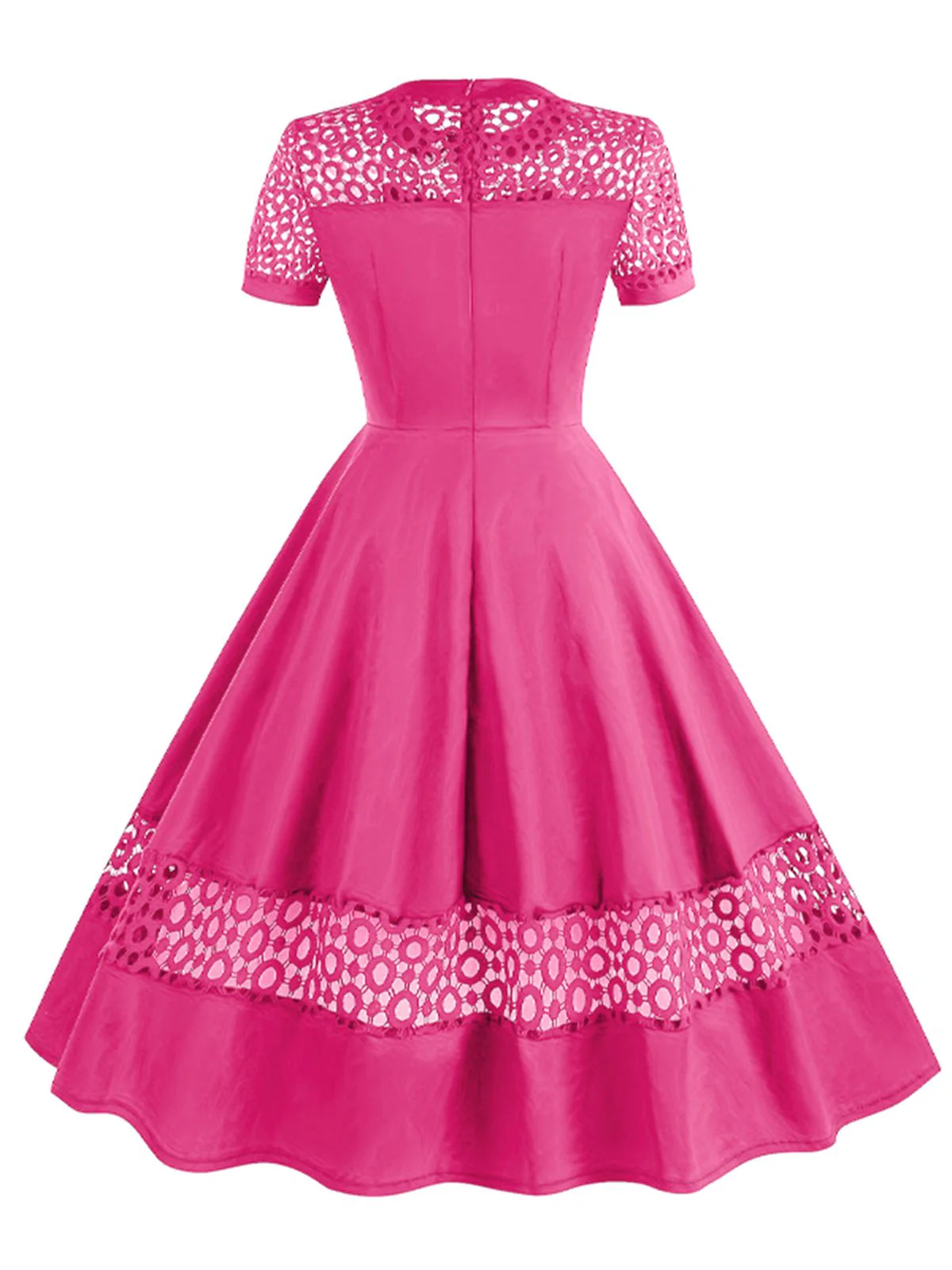 1950s Round Neck Hollow Solid Dress - Image 12
