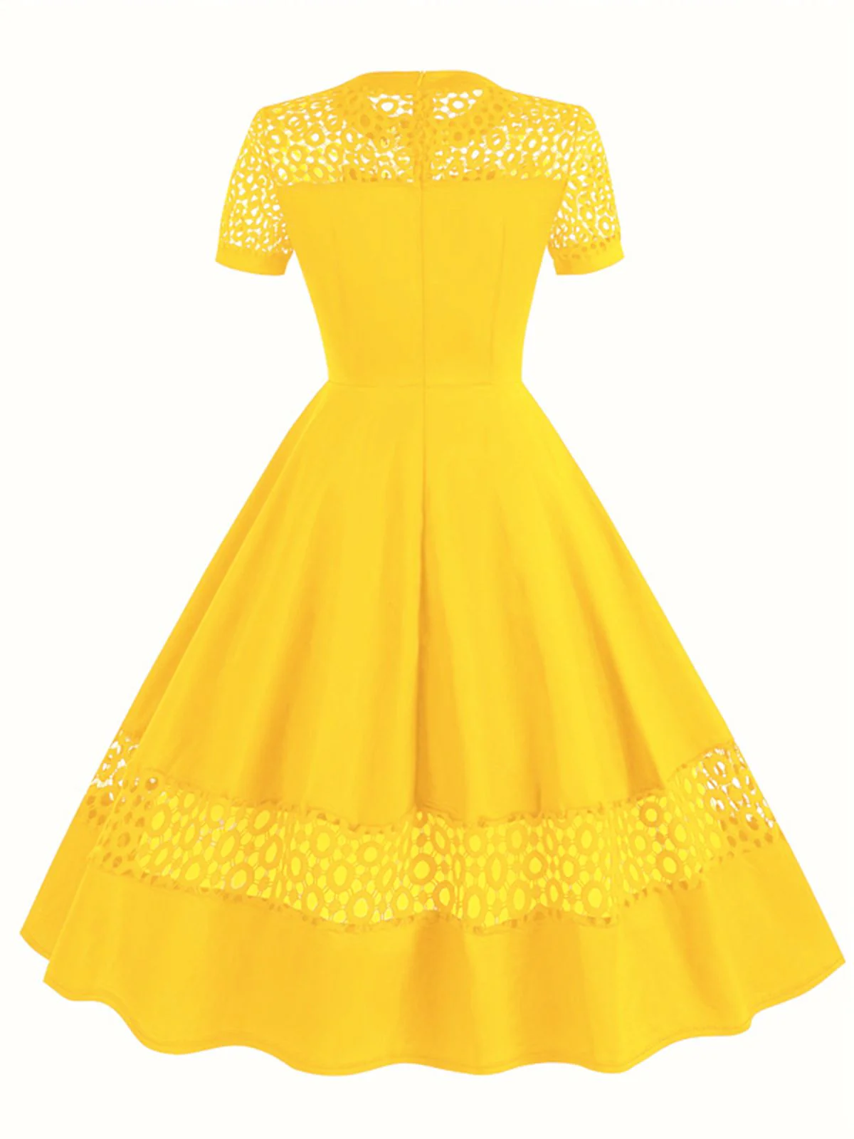 1950s Round Neck Hollow Solid Dress - Image 14