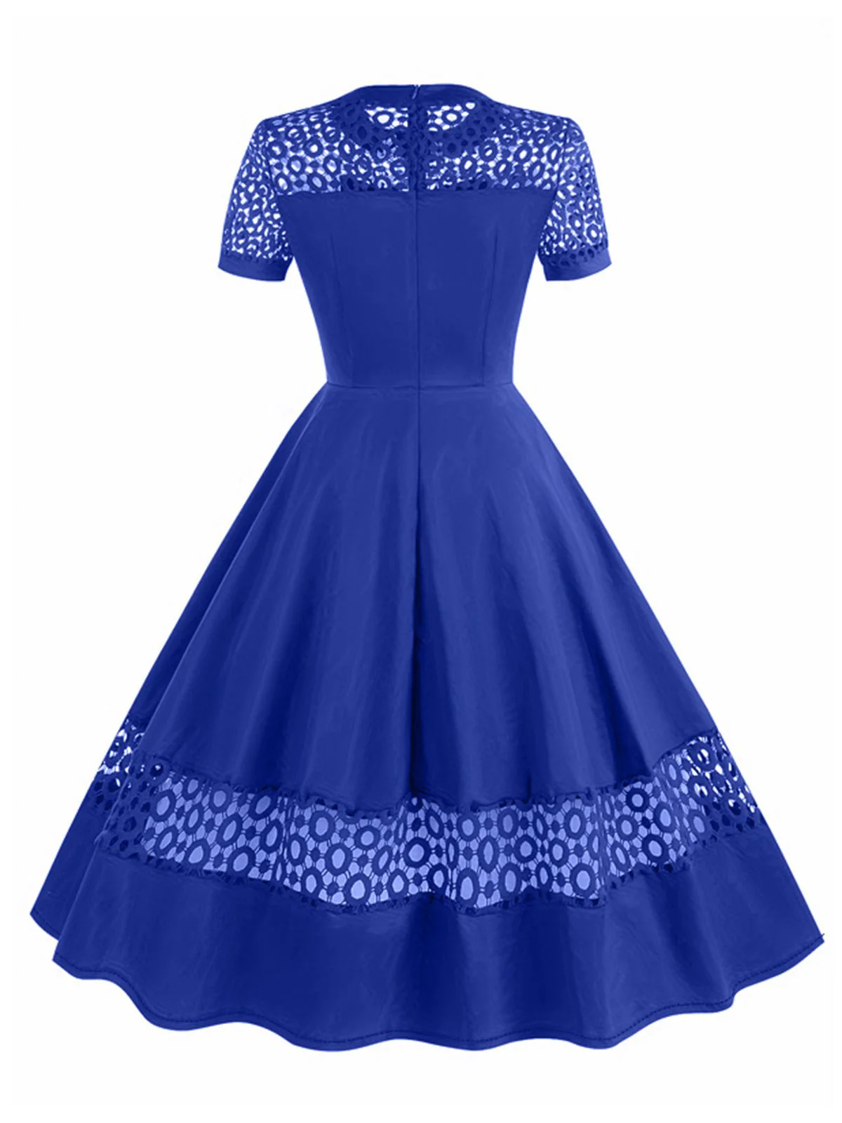 1950s Round Neck Hollow Solid Dress - Image 9