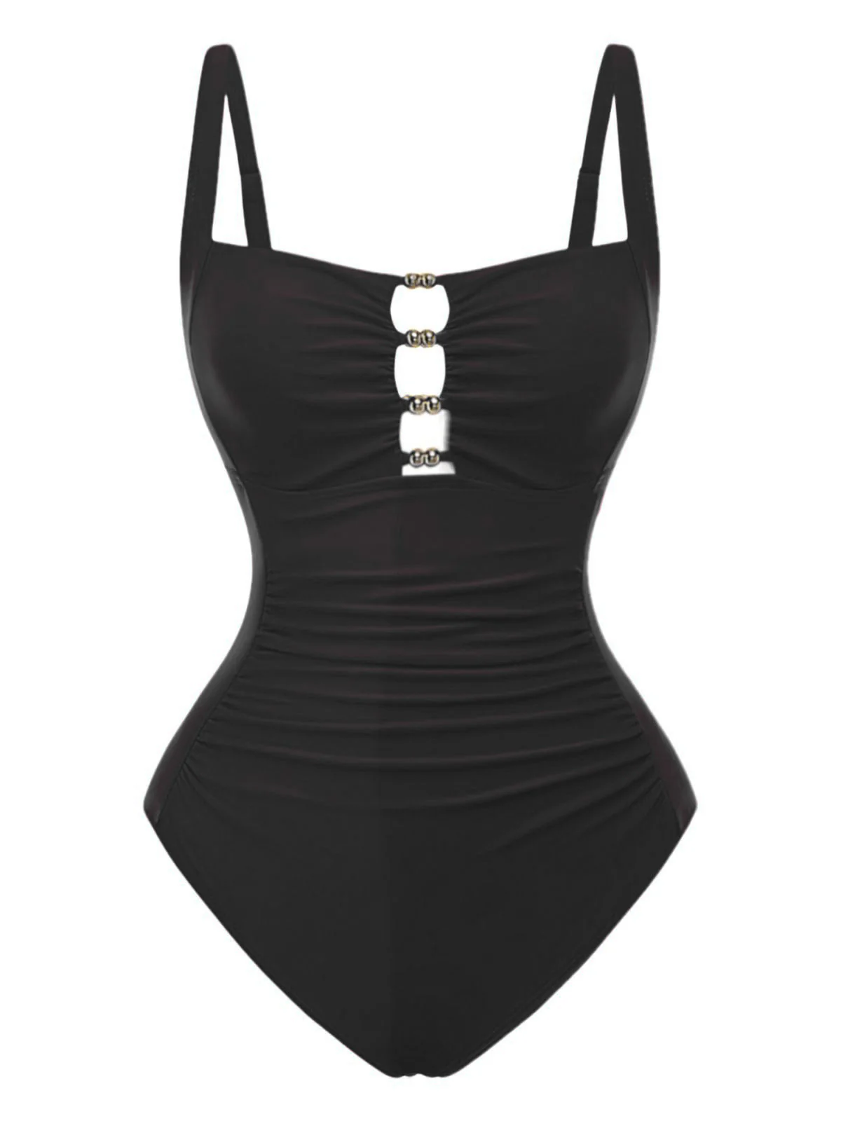 1950s Ruched Cutout Tummy Control One-Piece Swimsuit - Image 10