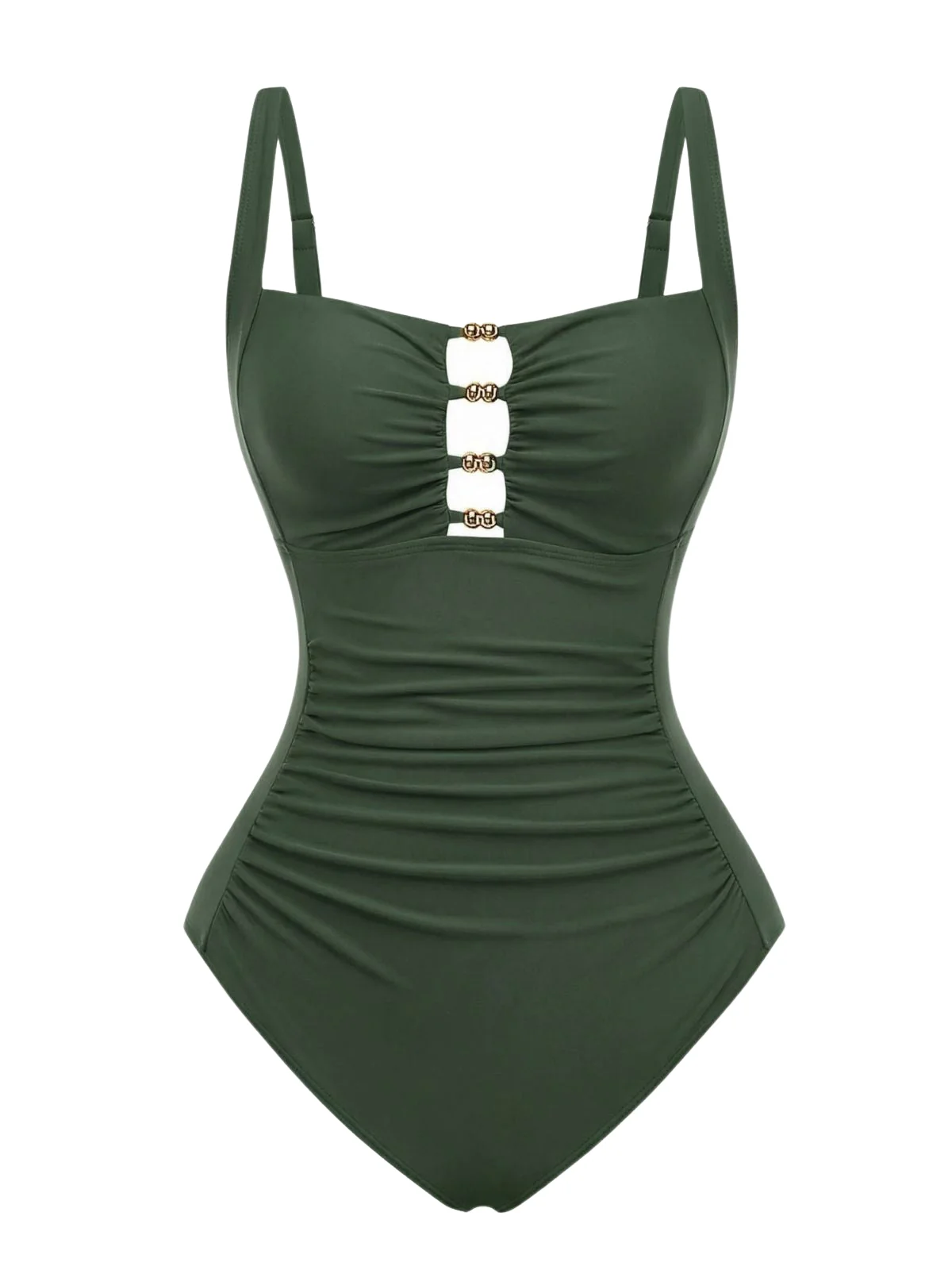 1950s Ruched Cutout Tummy Control One-Piece Swimsuit - Image 2
