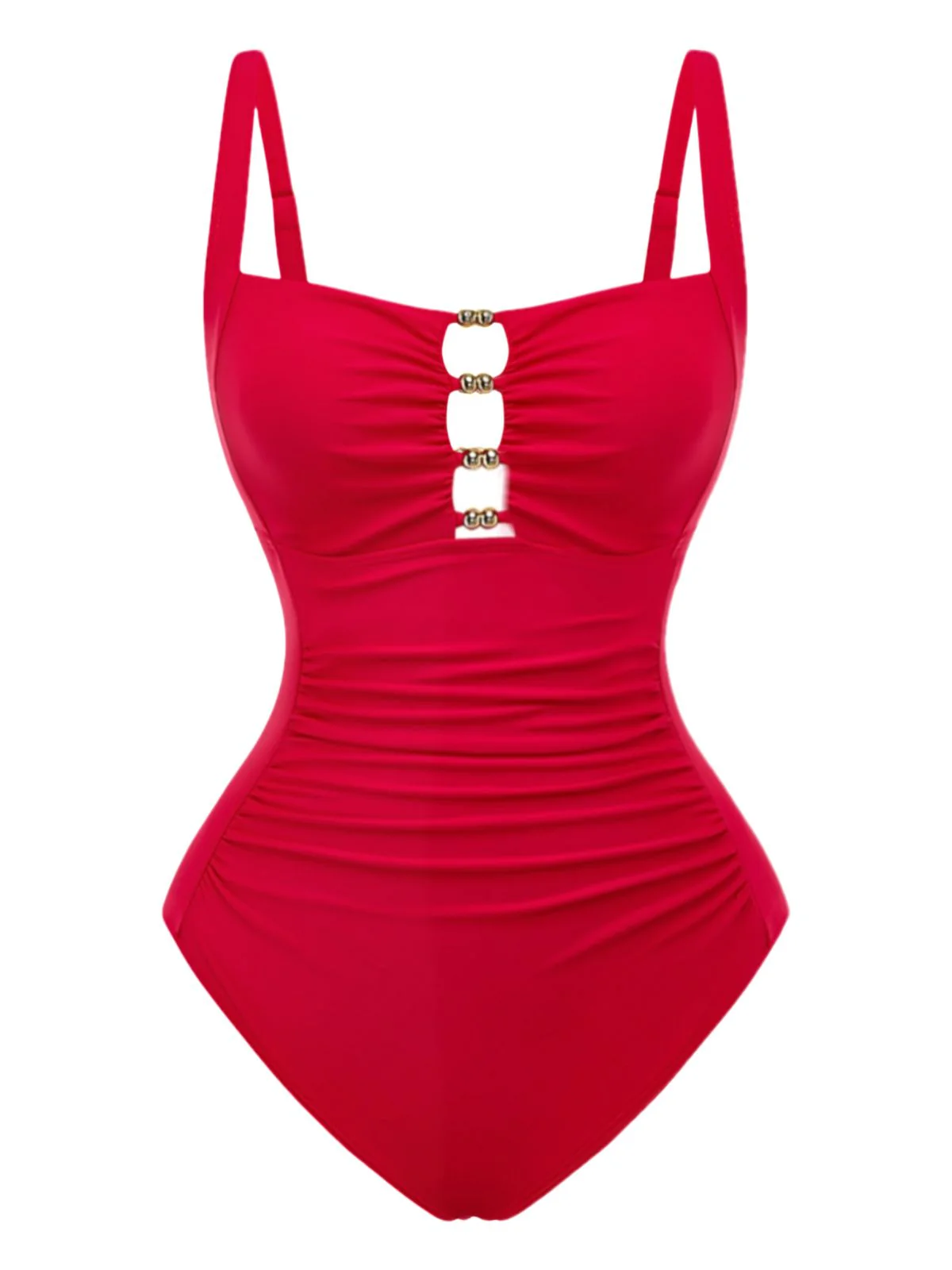 1950s Ruched Cutout Tummy Control One-Piece Swimsuit - Image 4