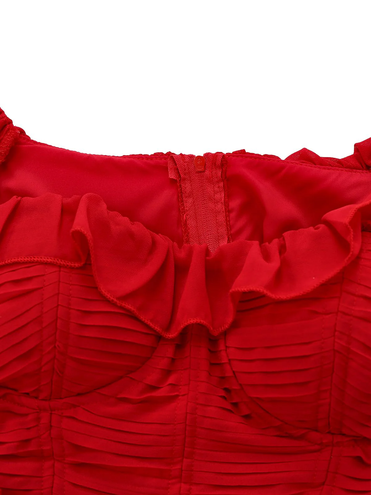 1950s Ruffle Tiered Off-Shoulder Maxi Dress - Image 4