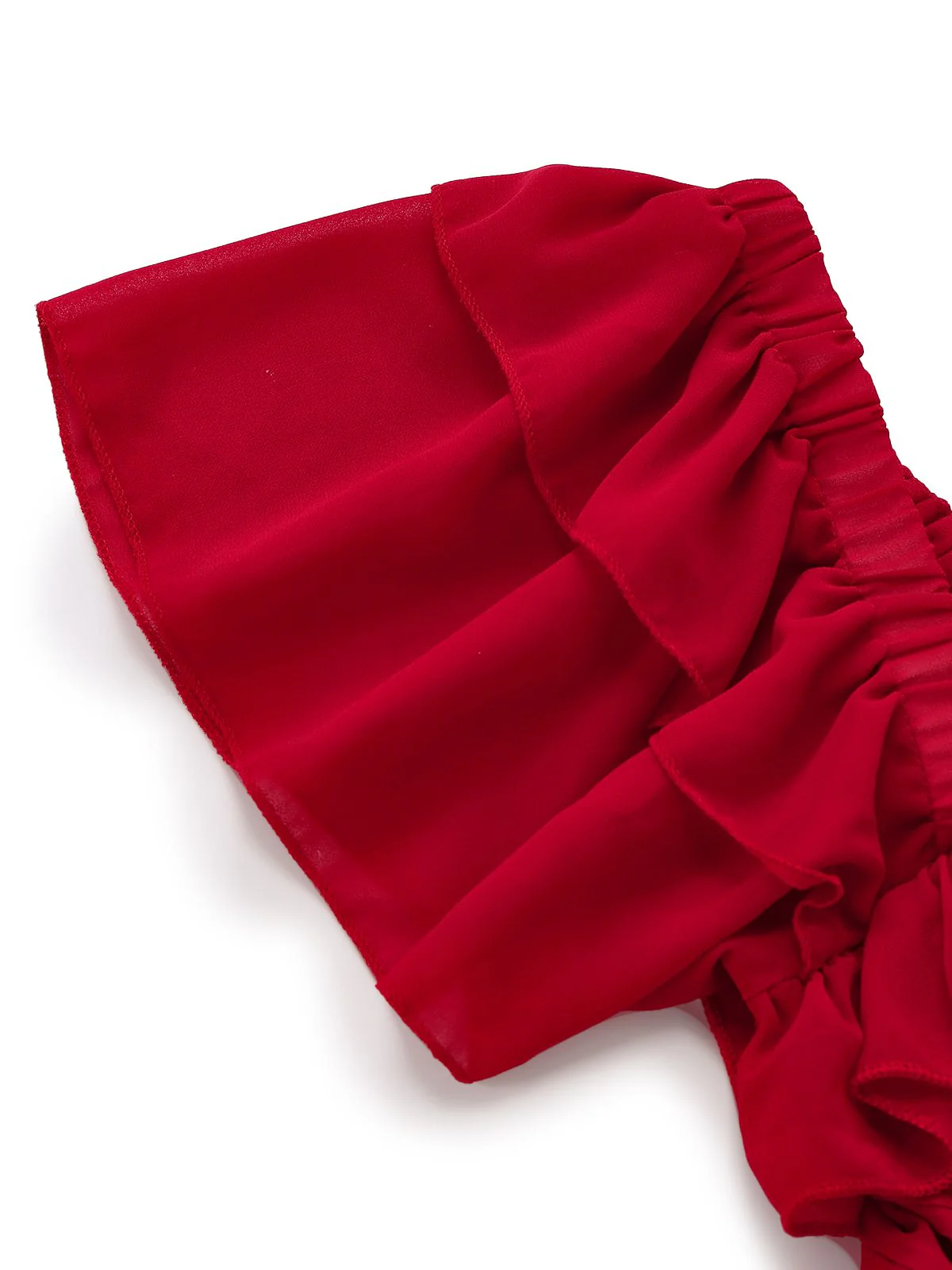 1950s Ruffle Tiered Off-Shoulder Maxi Dress - Image 5