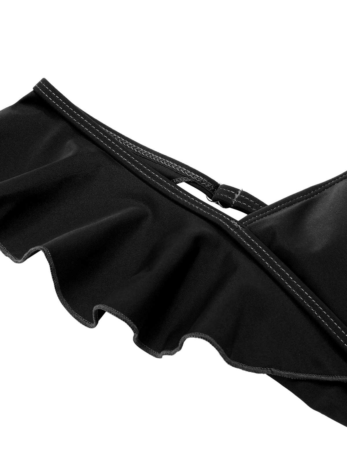 1950s Ruffles Backless Solid One-Piece Swimsuit - Image 12