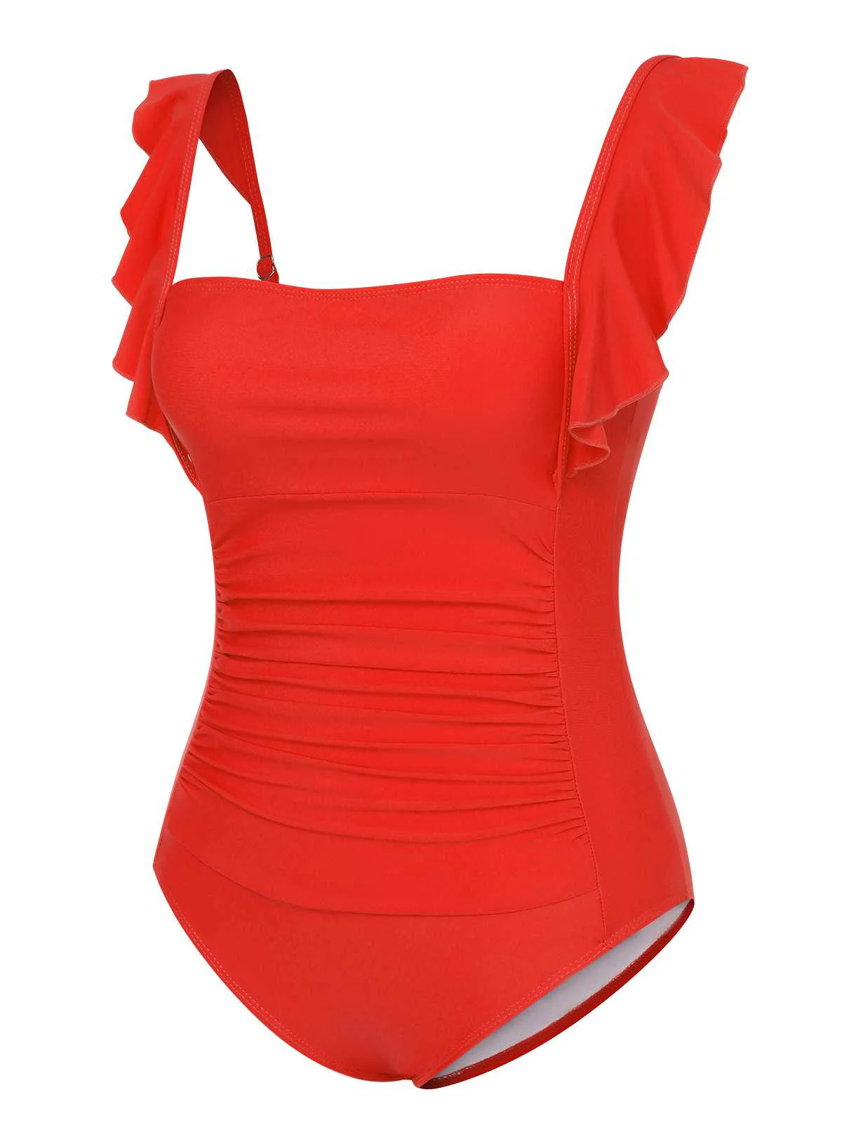 1950s Ruffles Backless Solid One-Piece Swimsuit - Image 14
