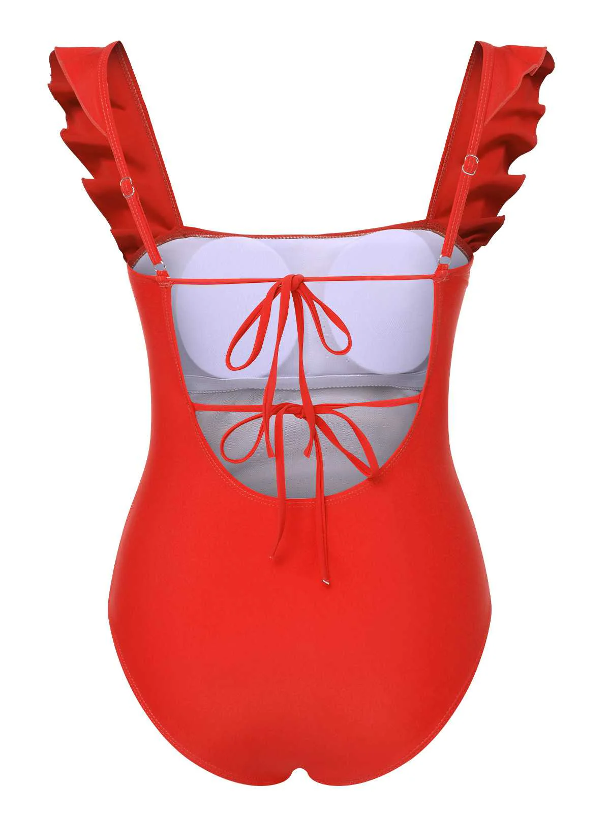 1950s Ruffles Backless Solid One-Piece Swimsuit - Image 15