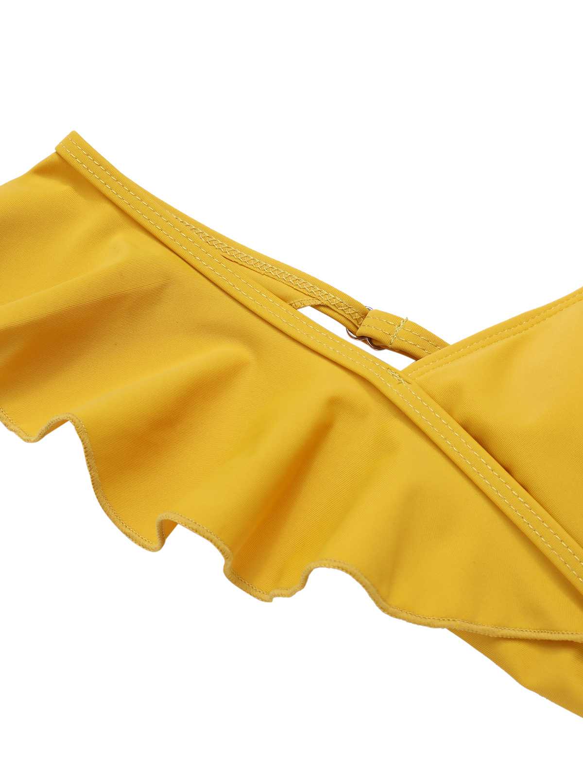 1950s Ruffles Backless Solid One-Piece Swimsuit - Image 4