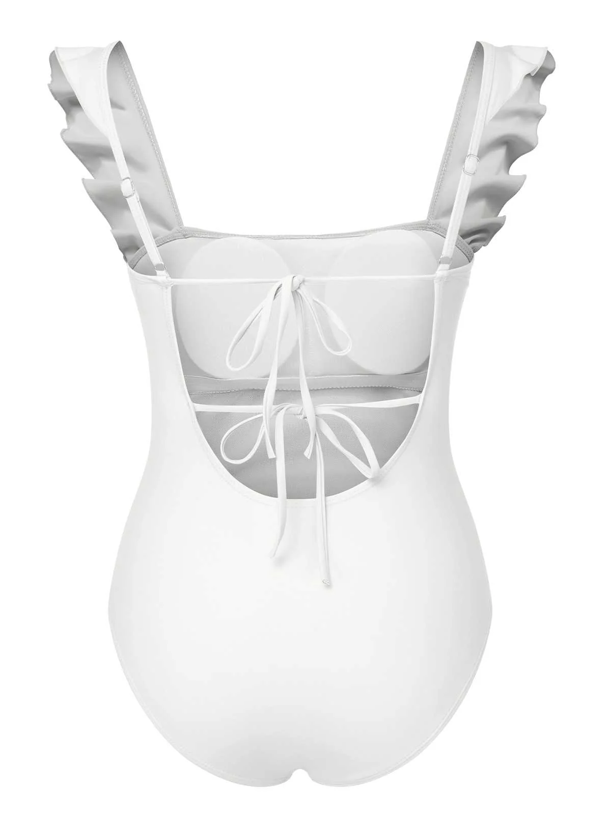 1950s Ruffles Backless Solid One-Piece Swimsuit - Image 7