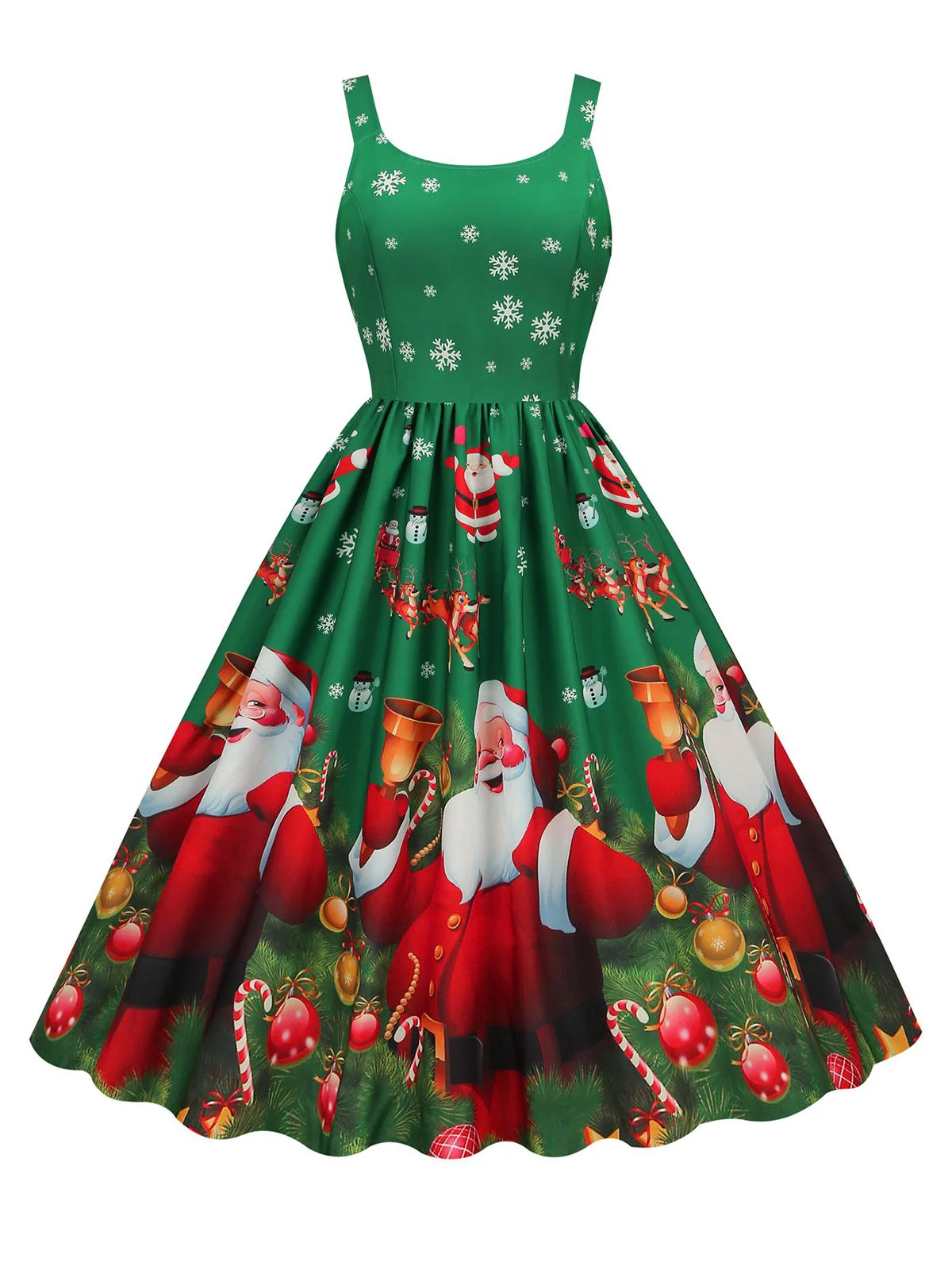 1950s Santa Claus Snowflake U-Neck Swing Dress - Image 2