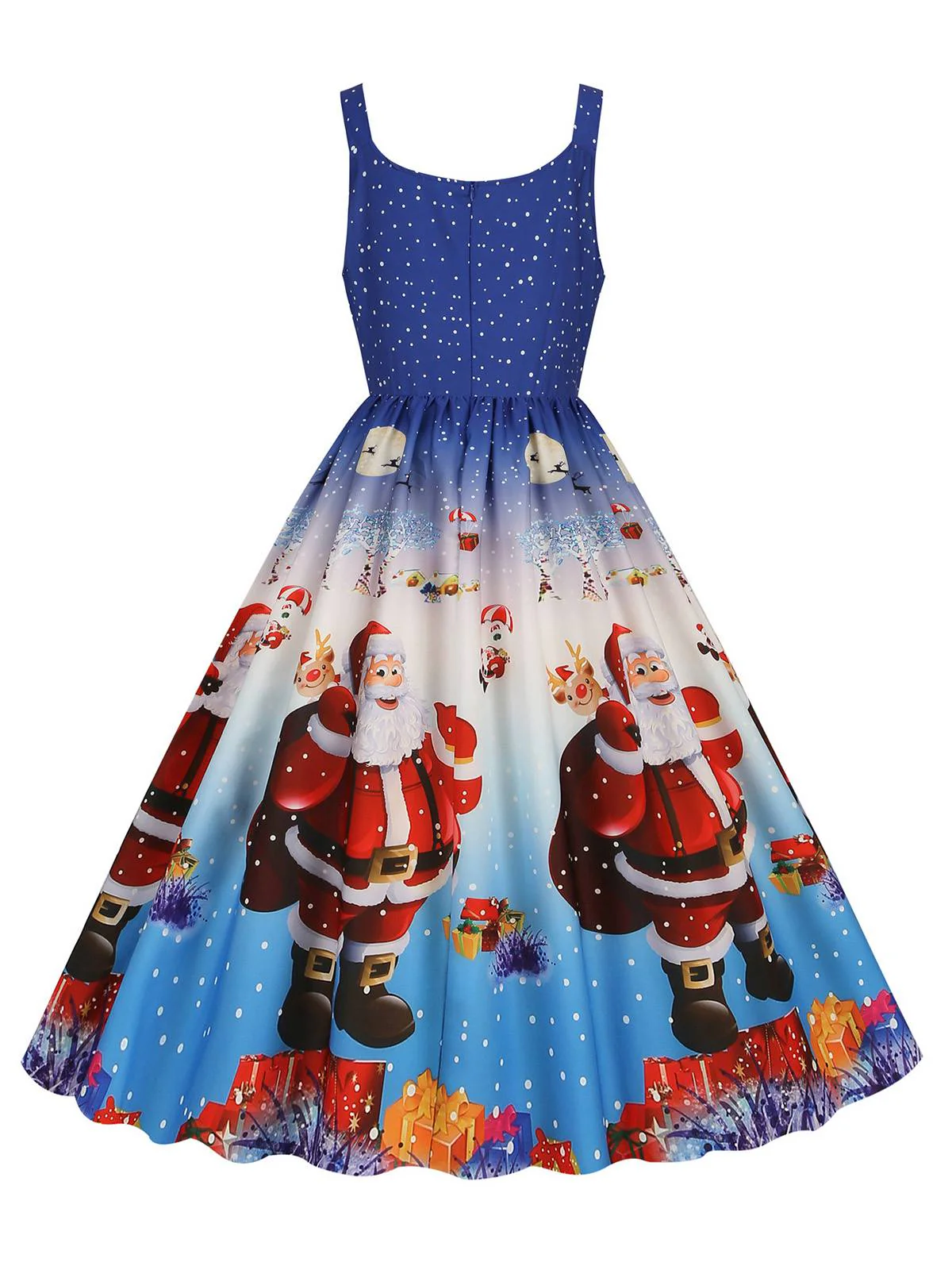 1950s Santa Claus Snowflake U-Neck Swing Dress - Image 7