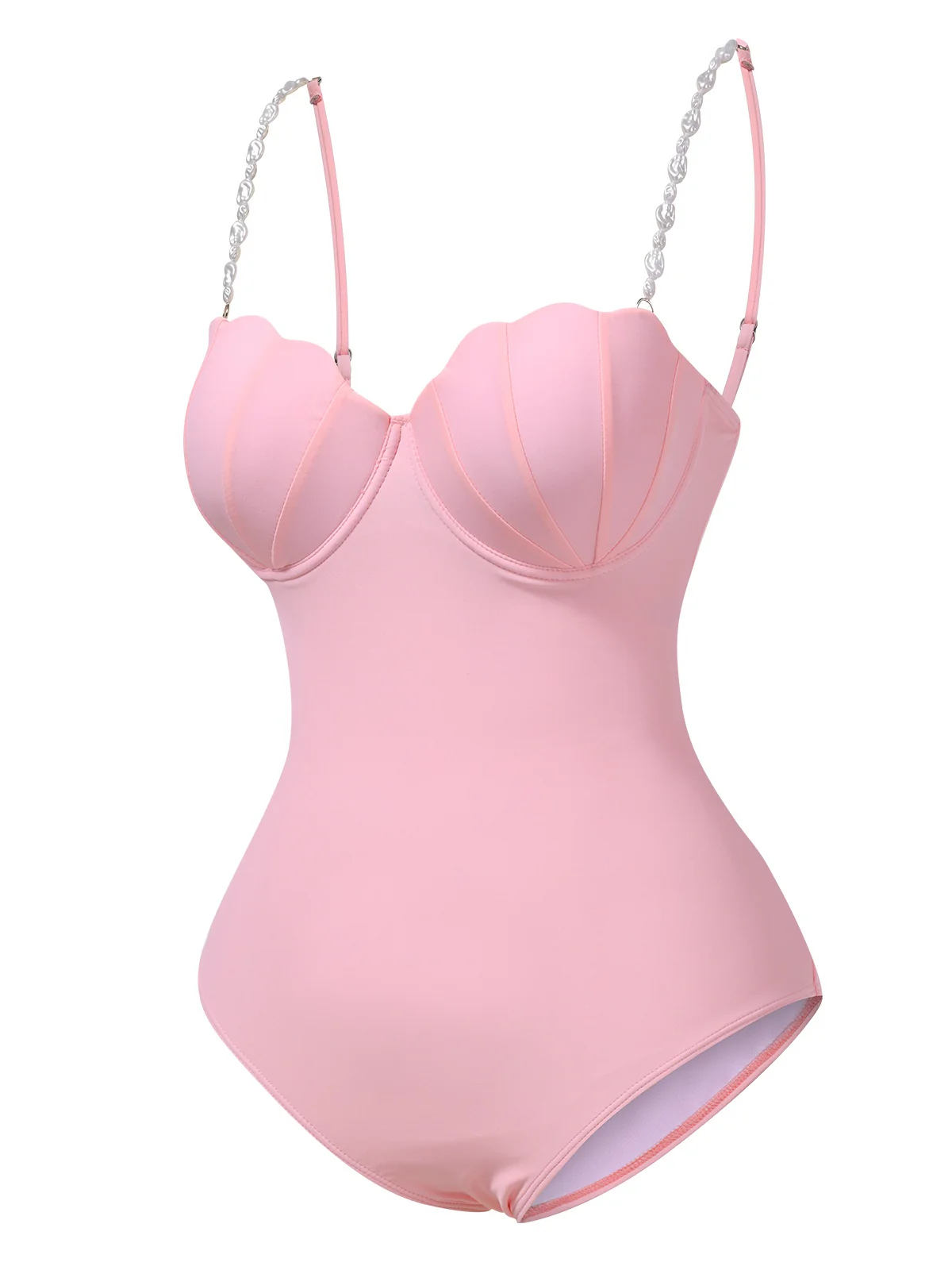 1950s Seashell Pearl Straps One-Piece Swimsuit - Image 2