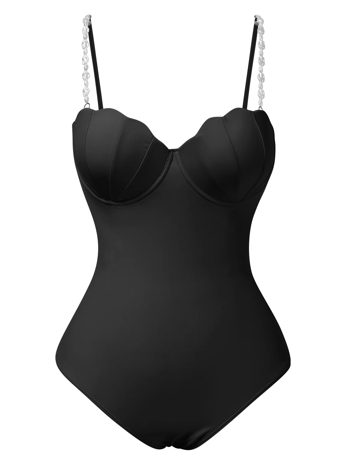 1950s Seashell Pearl Straps One-Piece Swimsuit - Image 5