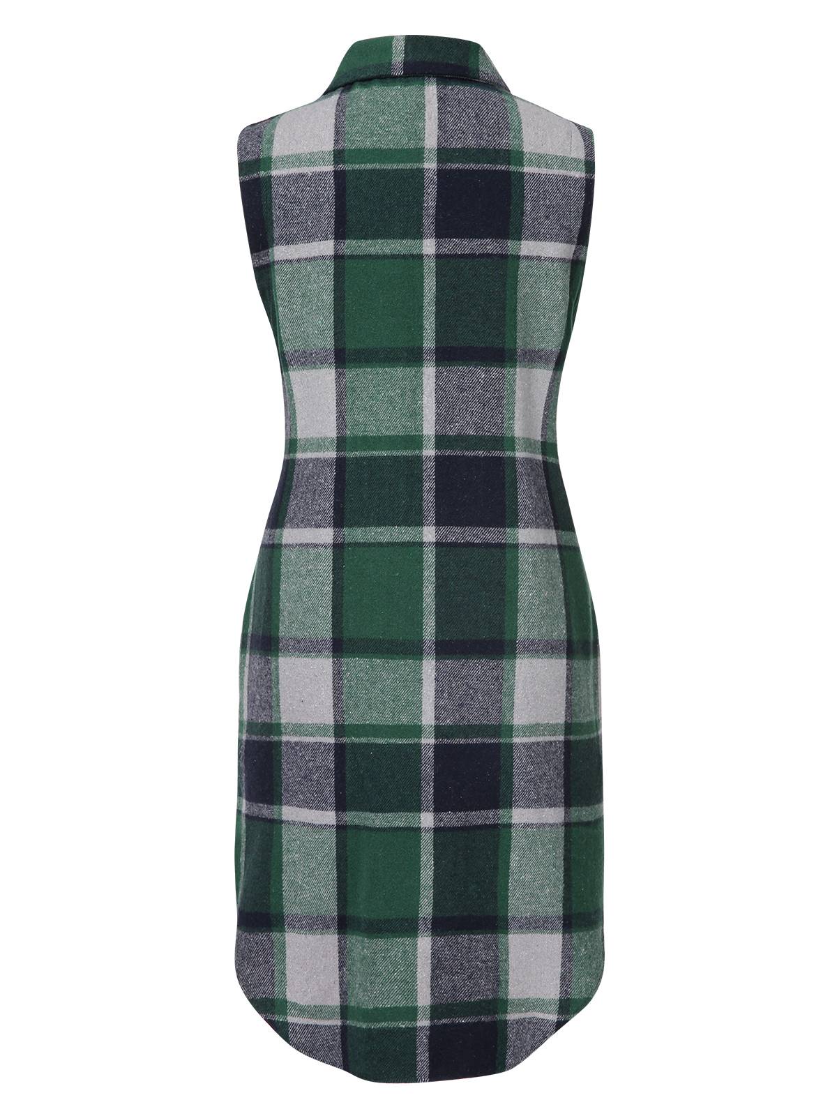 1950s Shirt Collar Flannelette Plaid Vest Coat - Image 6