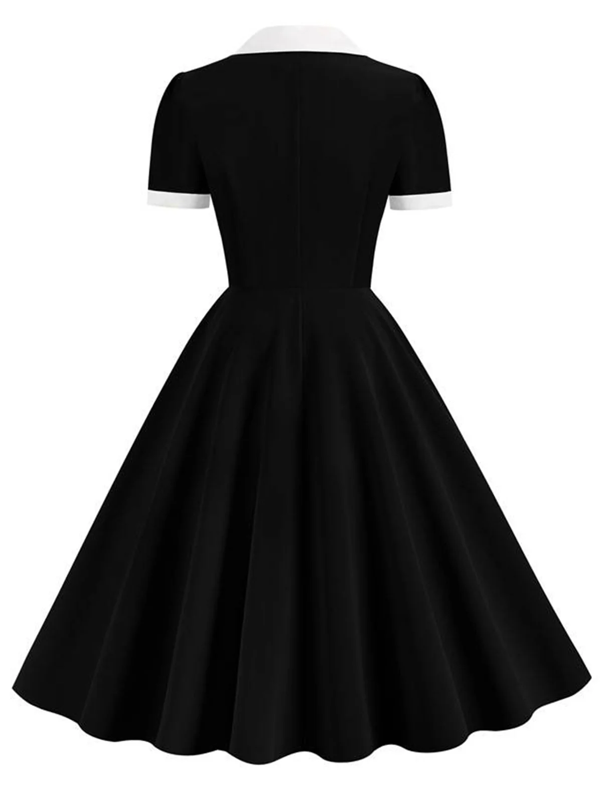 1950s Shirt Collar White Buttons Swing Dress - Image 2
