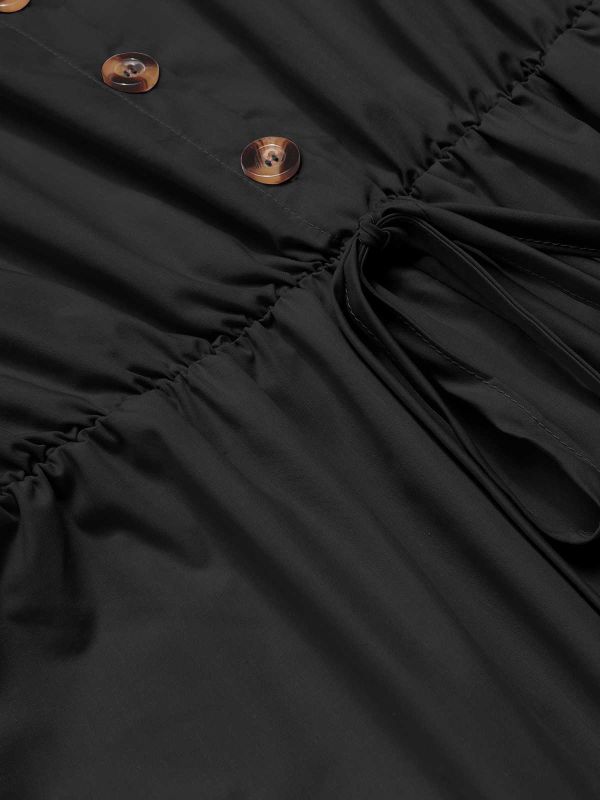 1950s Shirt Neck Lace-Up Solid Romper - Image 13