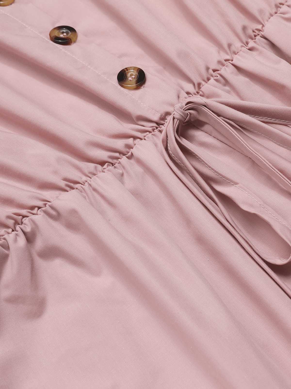 1950s Shirt Neck Lace-Up Solid Romper - Image 6