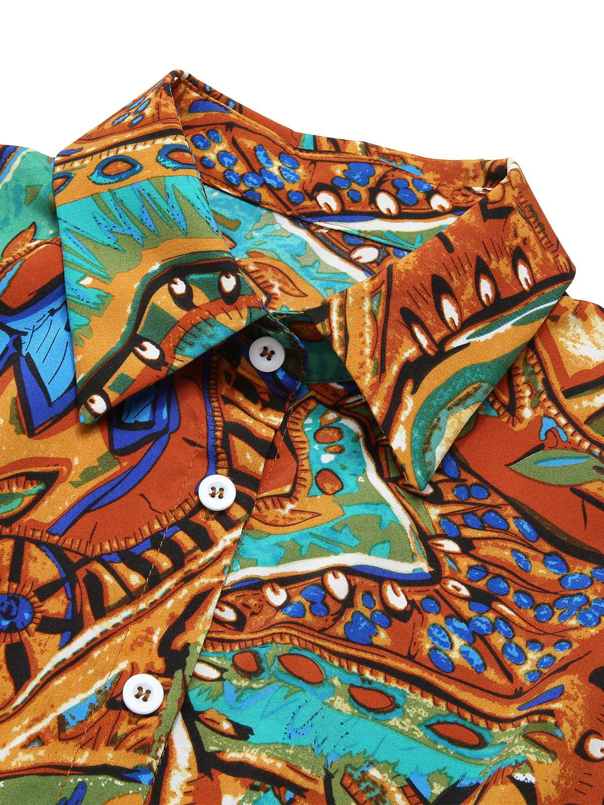 1950s Shirt Neck Print Belted Romper - Image 15