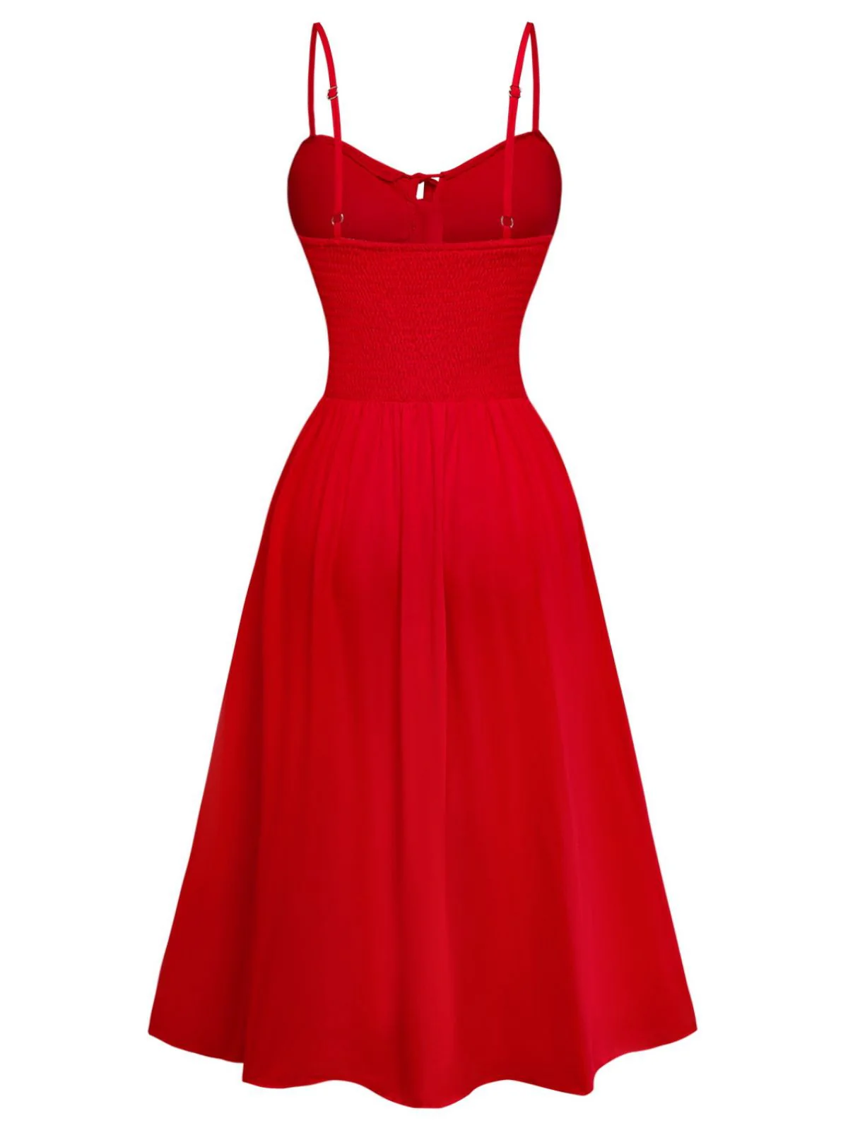 1950s Sleeveless Backless Smocked Waist Slip Dress - Image 3