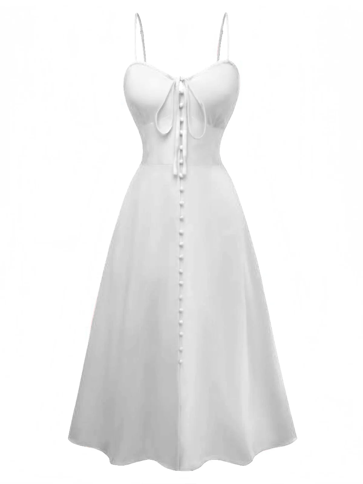 1950s Sleeveless Backless Smocked Waist Slip Dress - Image 8