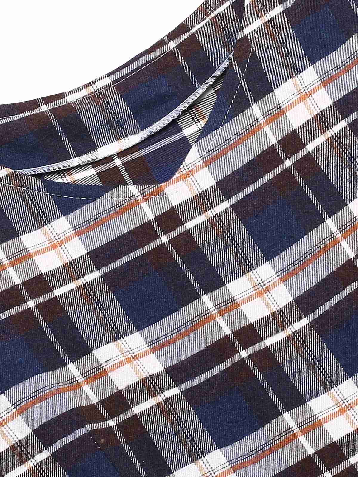 1950s Sleeveless Plaid Belted Swing Dress - Image 8