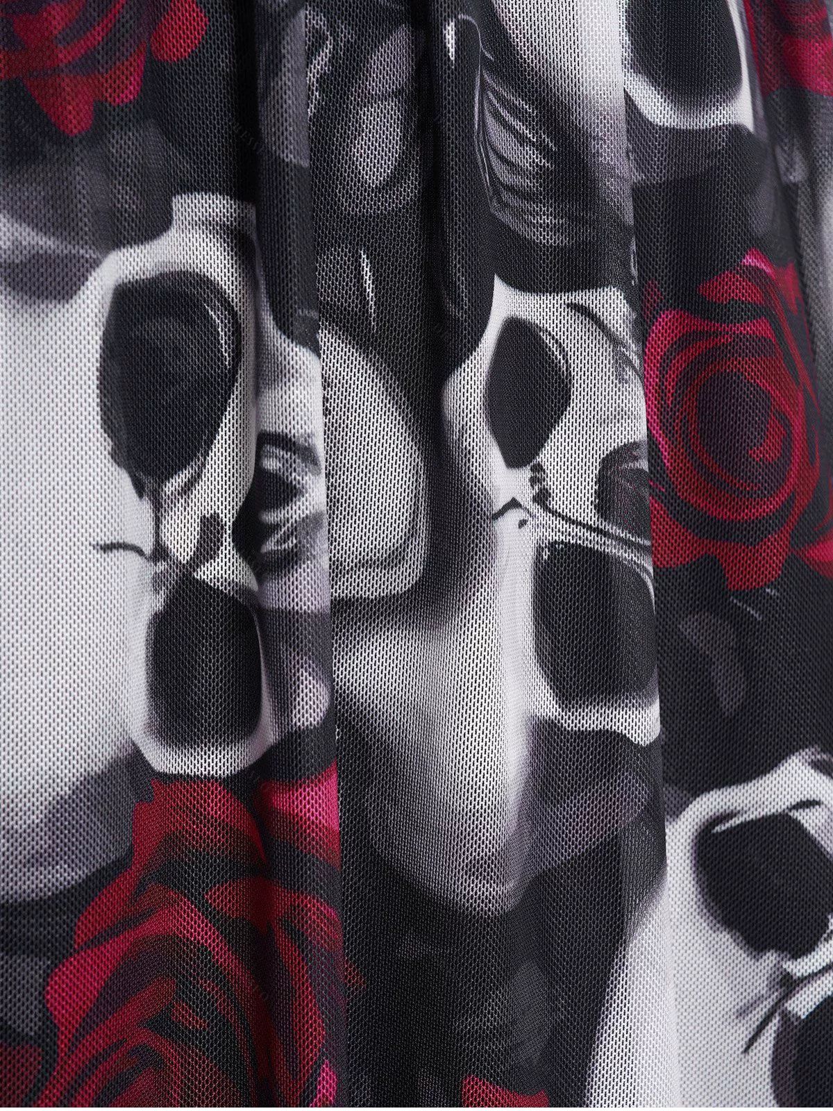 1950s Slip Halloween Skull Rose Dress - Image 4