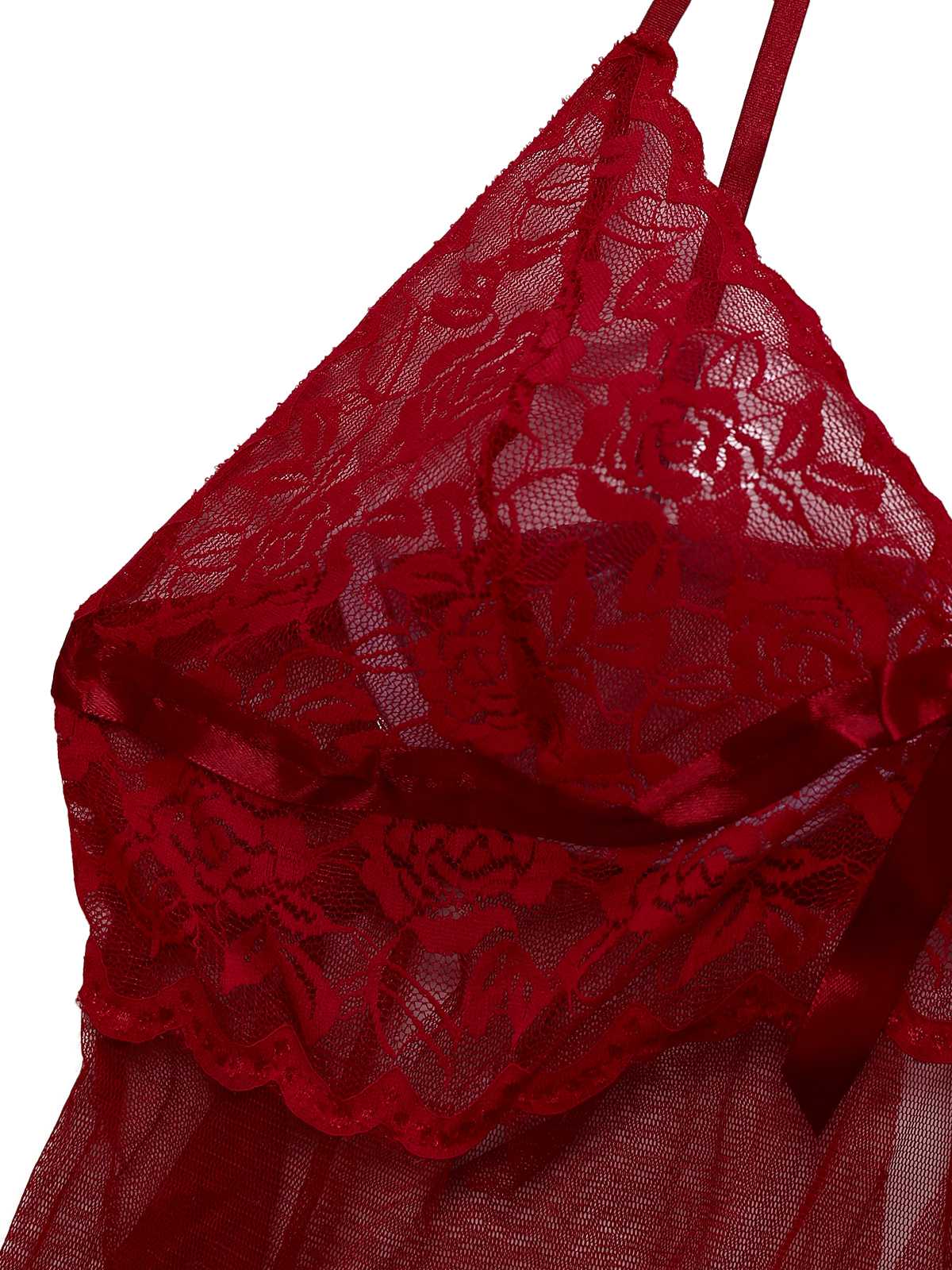1950s Slip Lace Bow Sheer Nightdress - Image 11