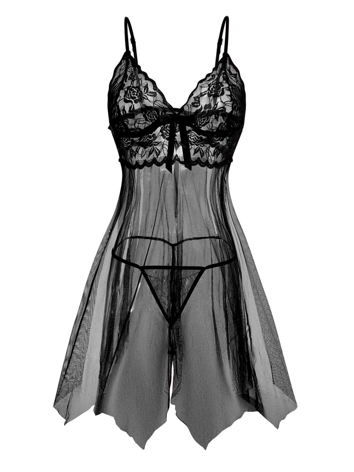 1950s Slip Lace Bow Sheer Nightdress - Image 6