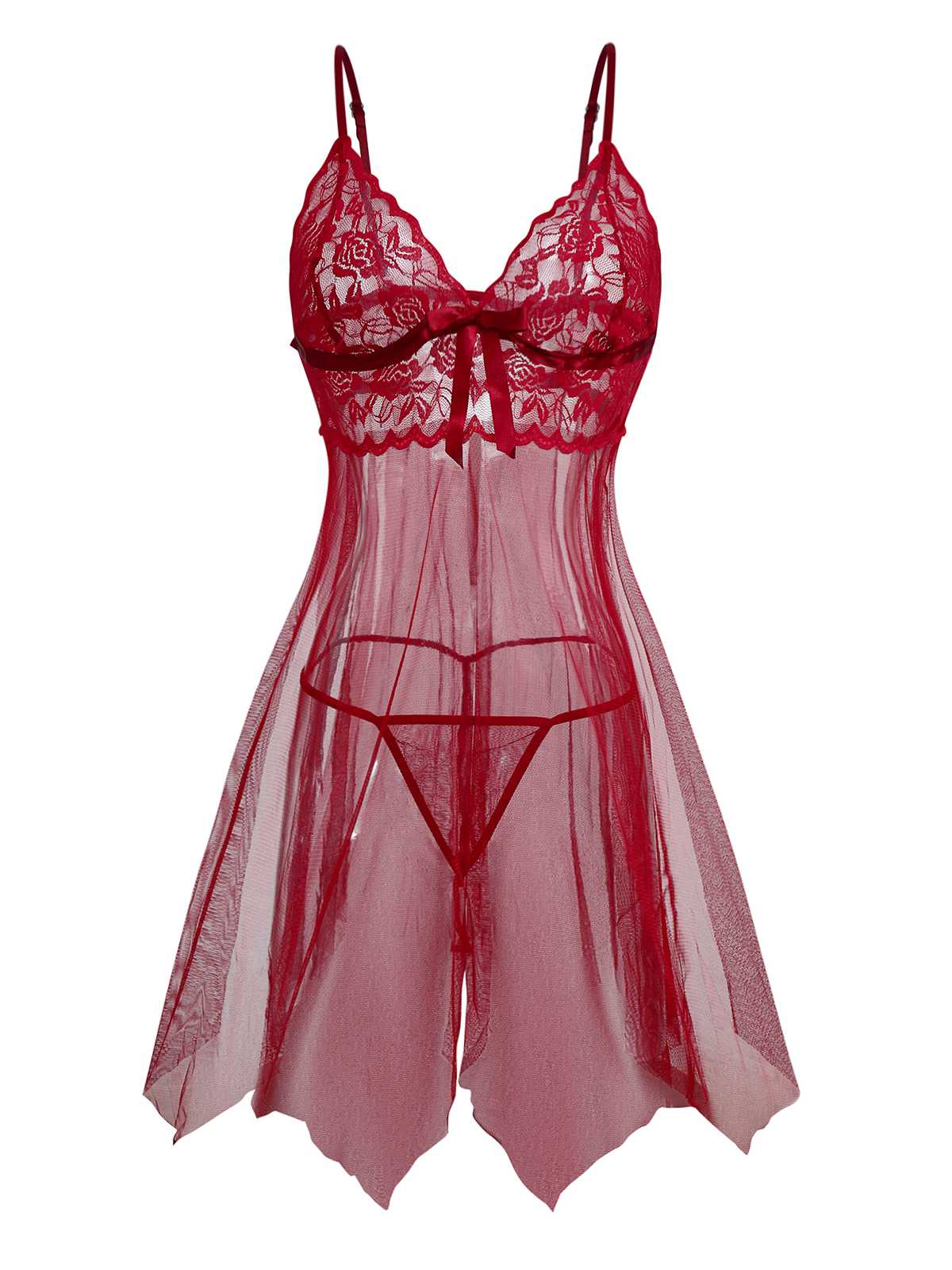 1950s Slip Lace Bow Sheer Nightdress - Image 8