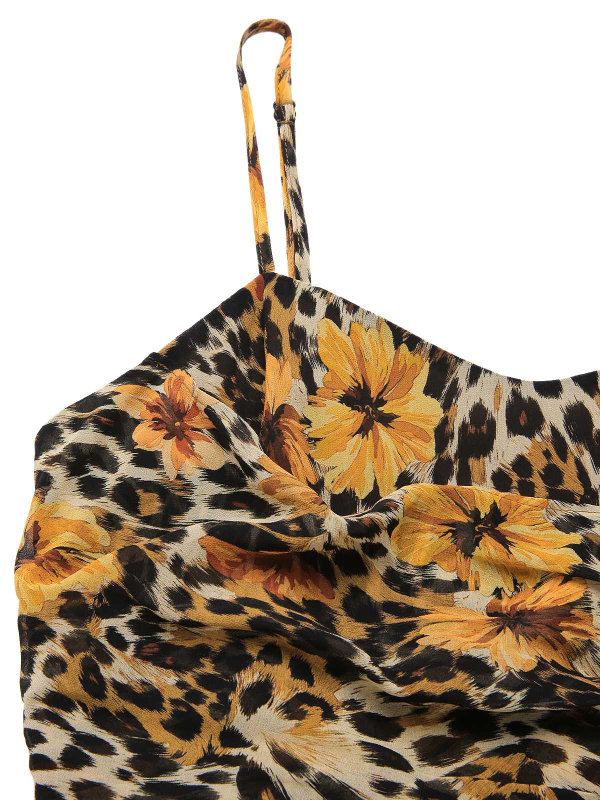 1950s Slip Leopard Sunflower Butterflies Lace Dress - Image 6