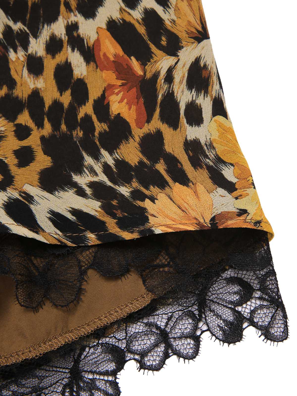 1950s Slip Leopard Sunflower Butterflies Lace Dress - Image 7