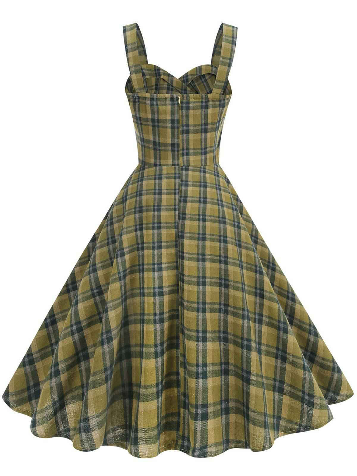 1950s Slip V-Neck Plaid Swing Dress - Image 10