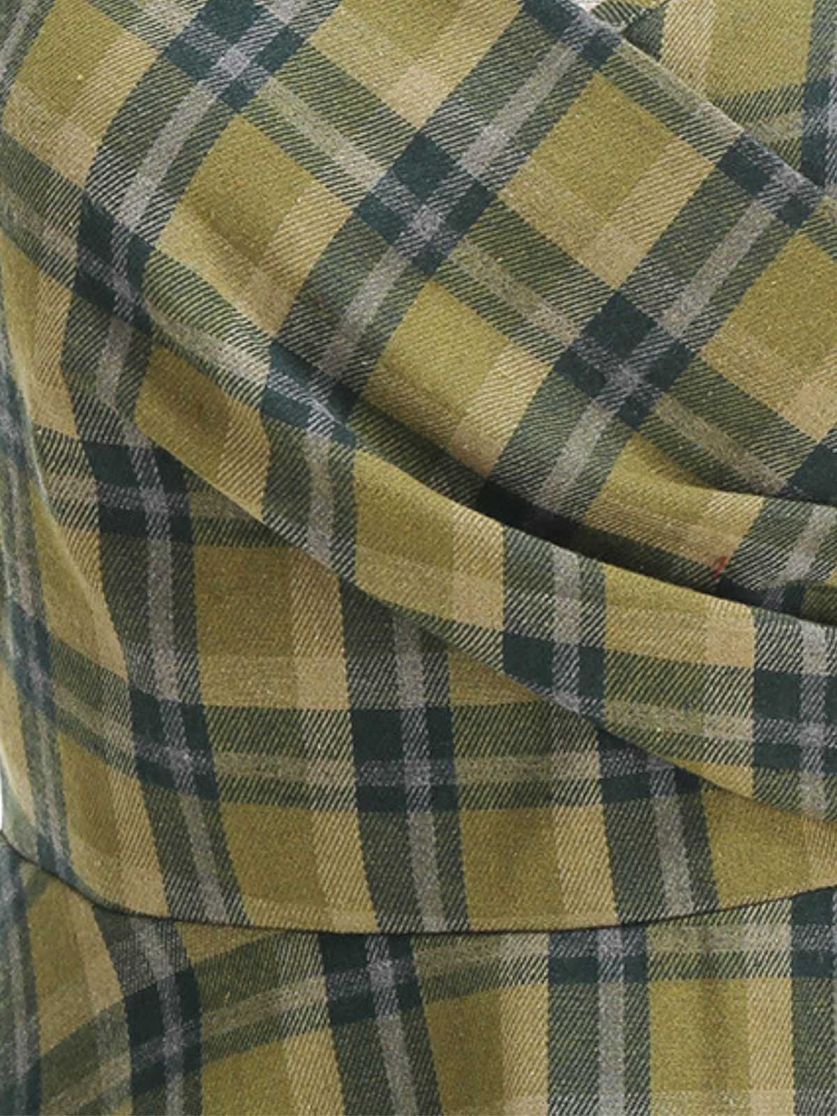 1950s Slip V-Neck Plaid Swing Dress - Image 12