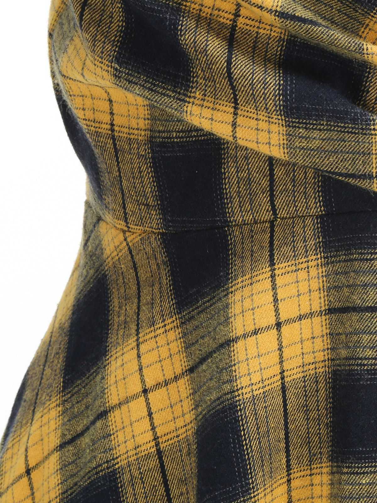 1950s Slip V-Neck Plaid Swing Dress - Image 6