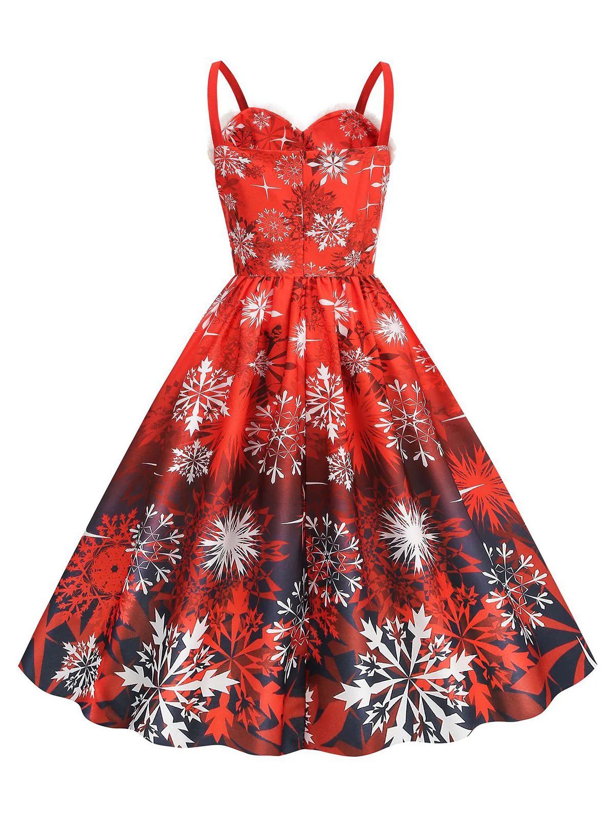 1950s Snowflake Fur Collar Christmas Dress - Image 3