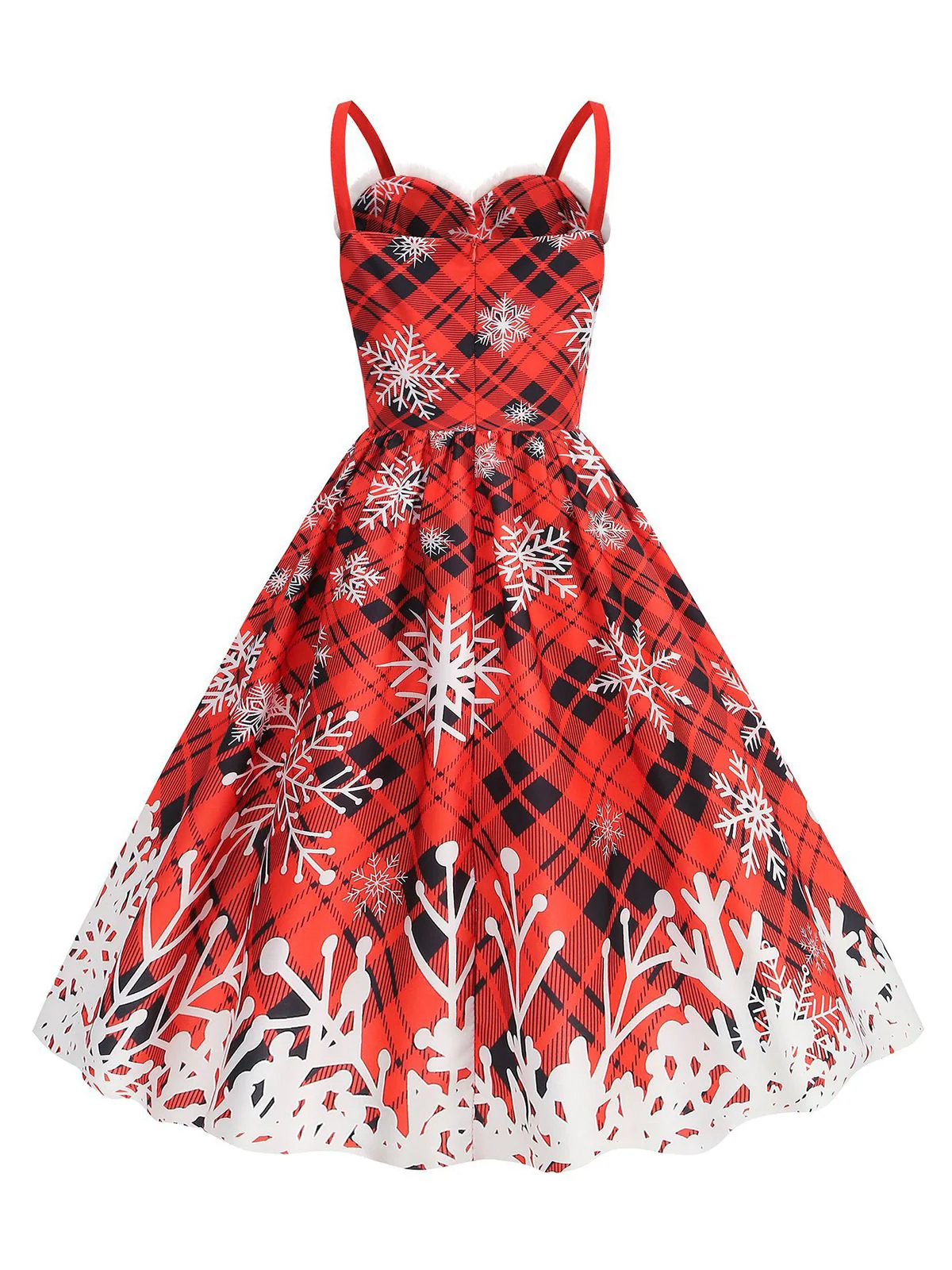 1950s Snowflake Fur Collar Christmas Dress - Image 6