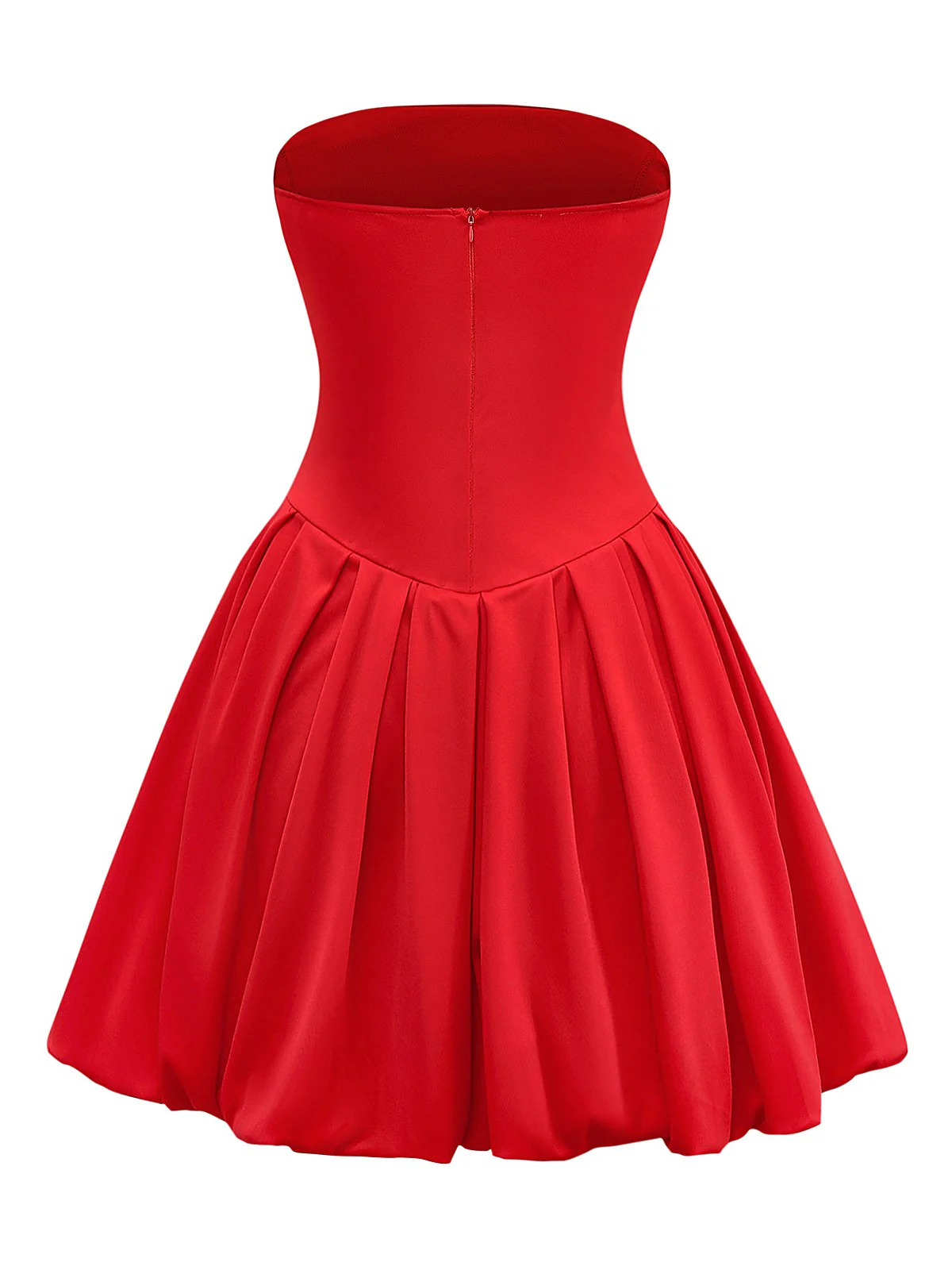 1950s Solid Basque Waist Strapless Bubble Dress - Image 2