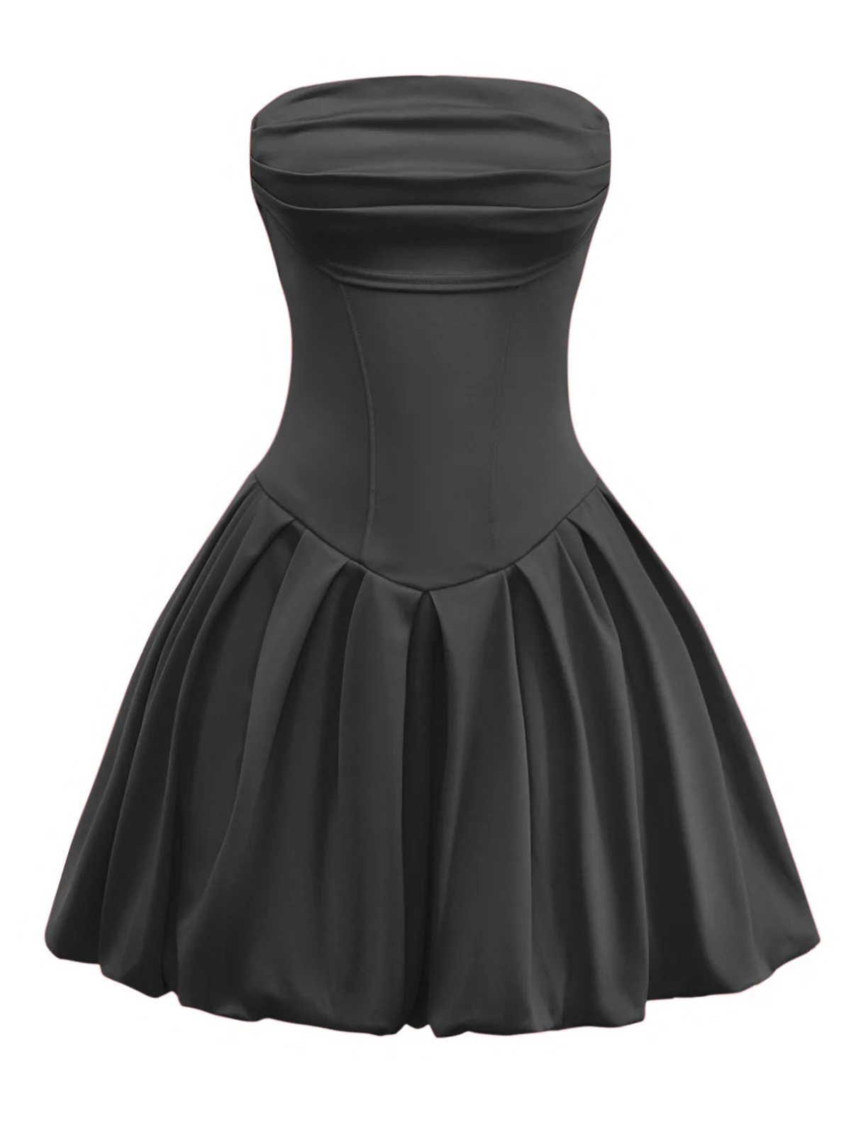 1950s Solid Basque Waist Strapless Bubble Dress - Image 6