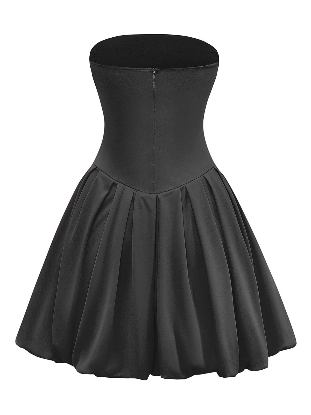 1950s Solid Basque Waist Strapless Bubble Dress - Image 7