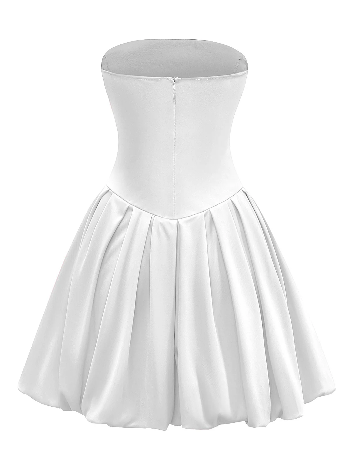 1950s Solid Basque Waist Strapless Bubble Dress - Image 9