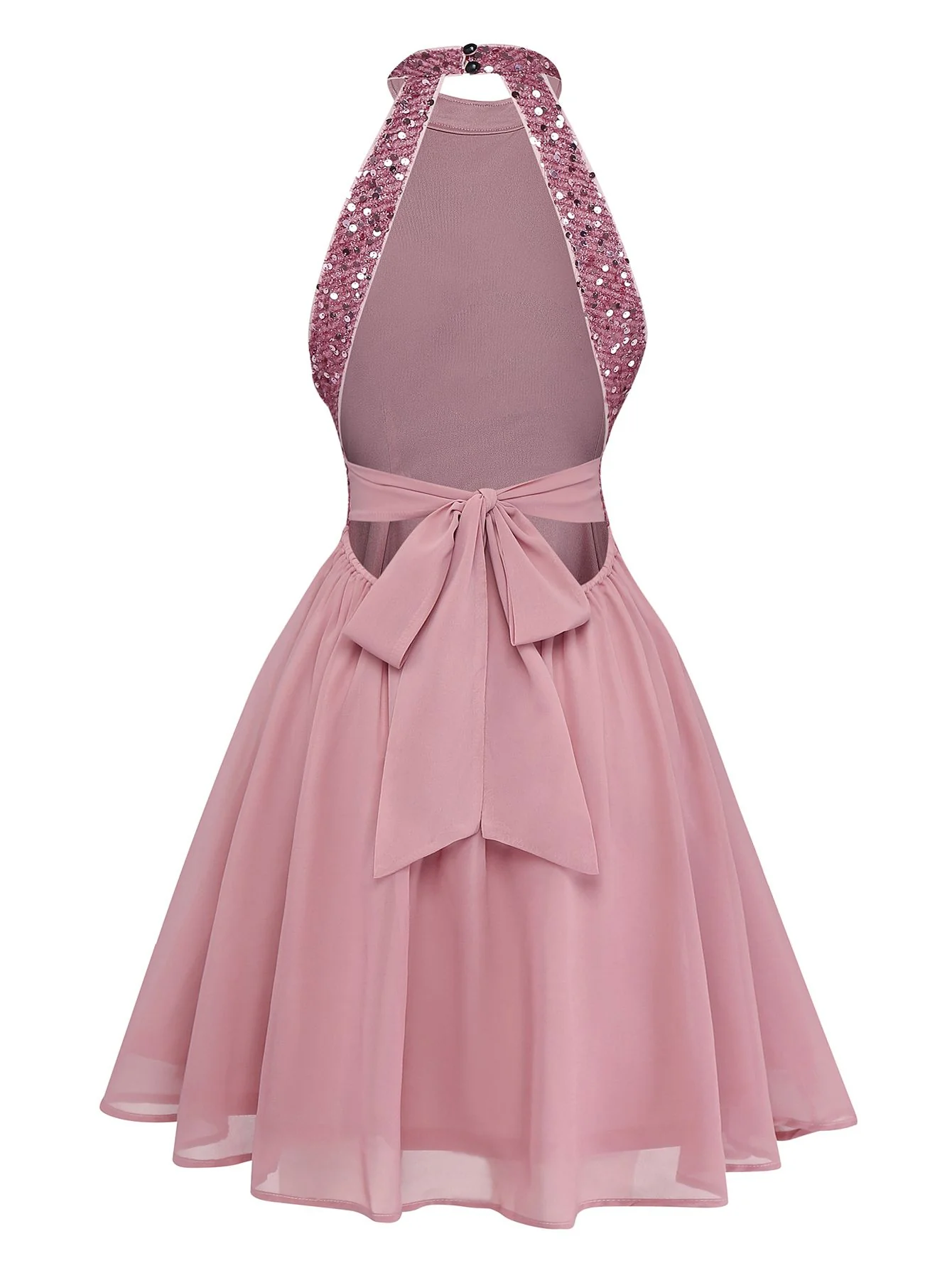 1950s Solid Beaded Sequined Sleeveless Patchwork Dress - Image 3
