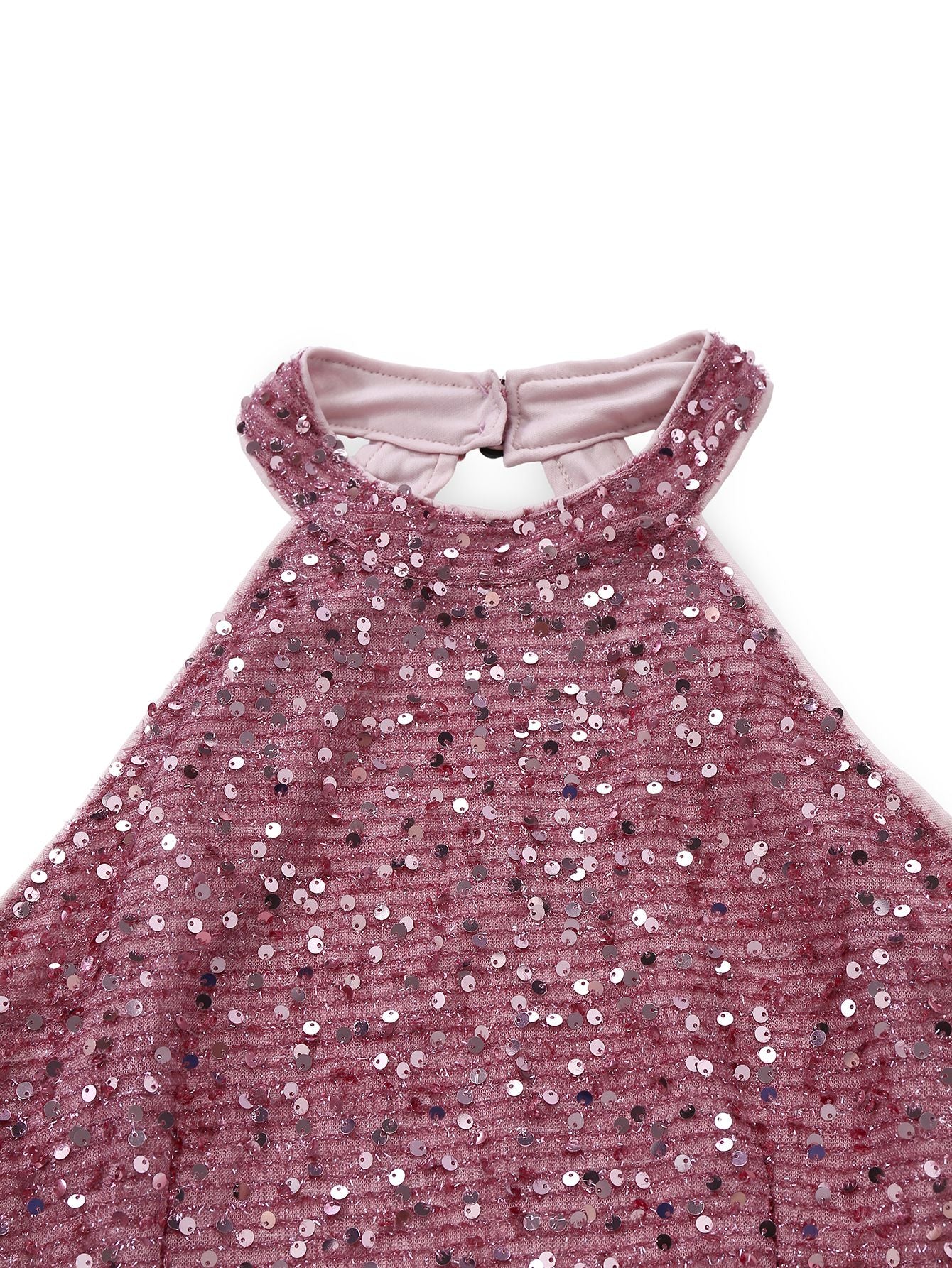 1950s Solid Beaded Sequined Sleeveless Patchwork Dress - Image 4